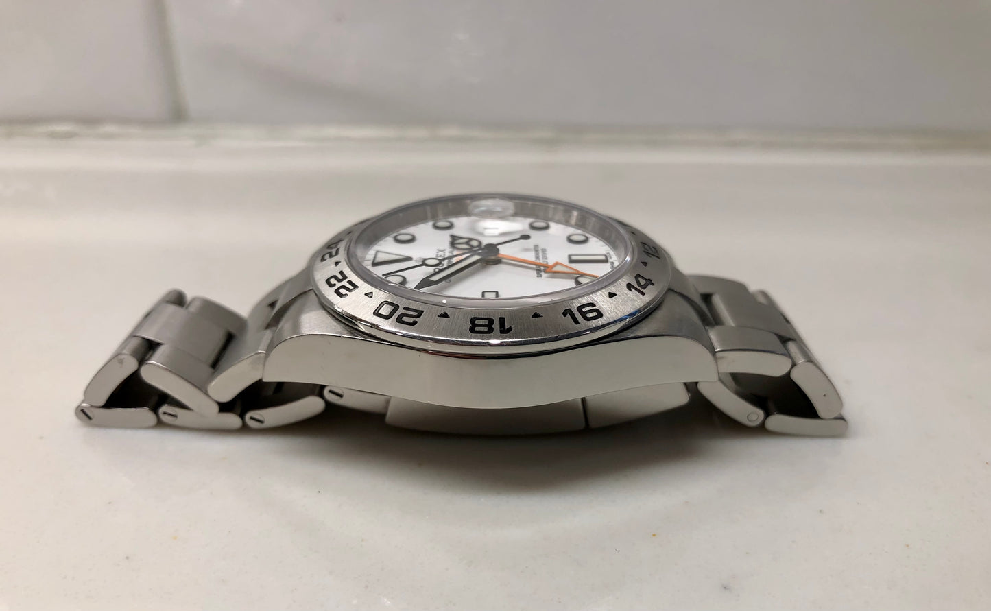 2018 Rolex Explorer II 216570 White Steel GMT Oyster Perpetual Wristwatch with Box and Papers