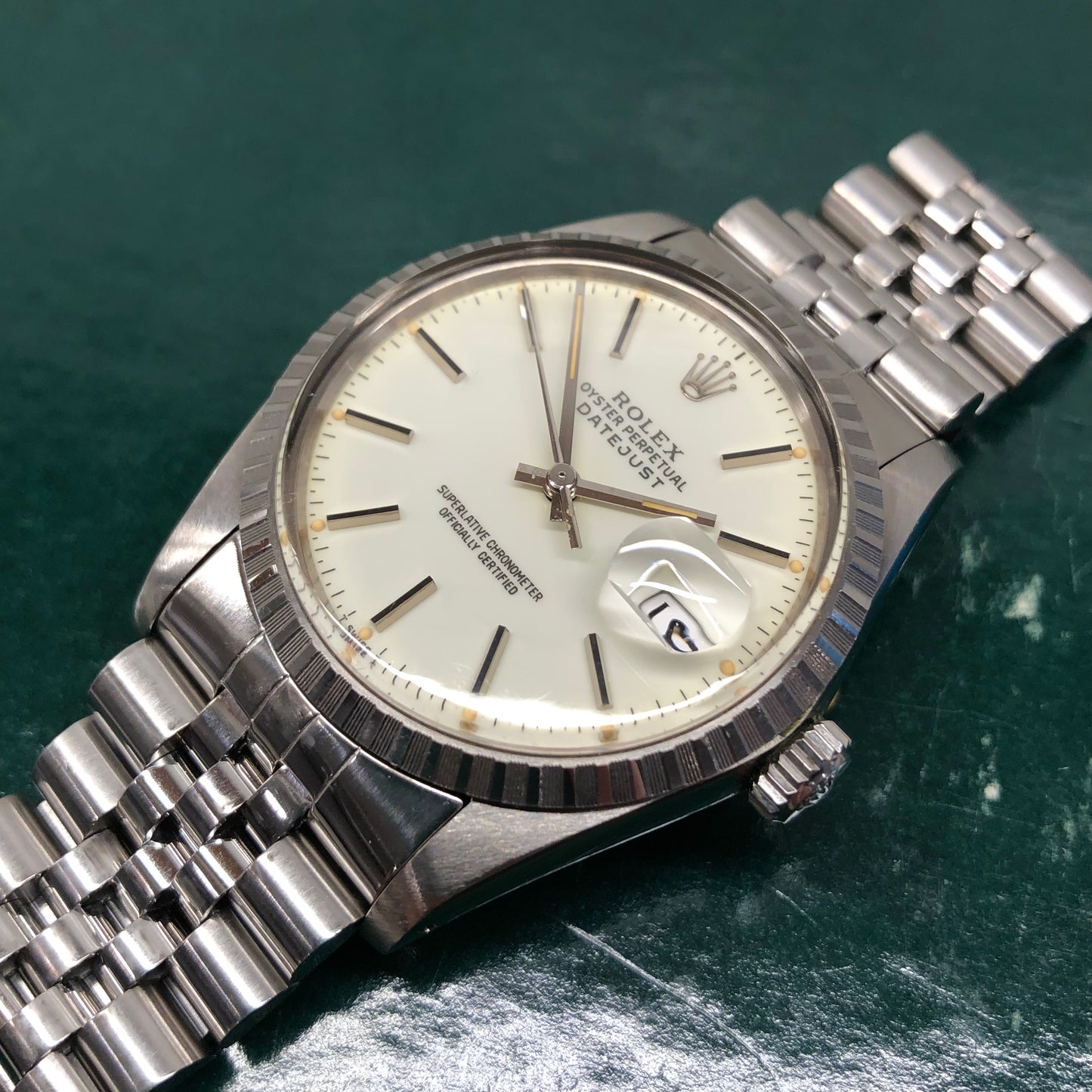 1984 Rolex Datejust 16030 Steel White Porcelain Engine Turned Automatic Wristwatch - HASHTAGWATCHCO