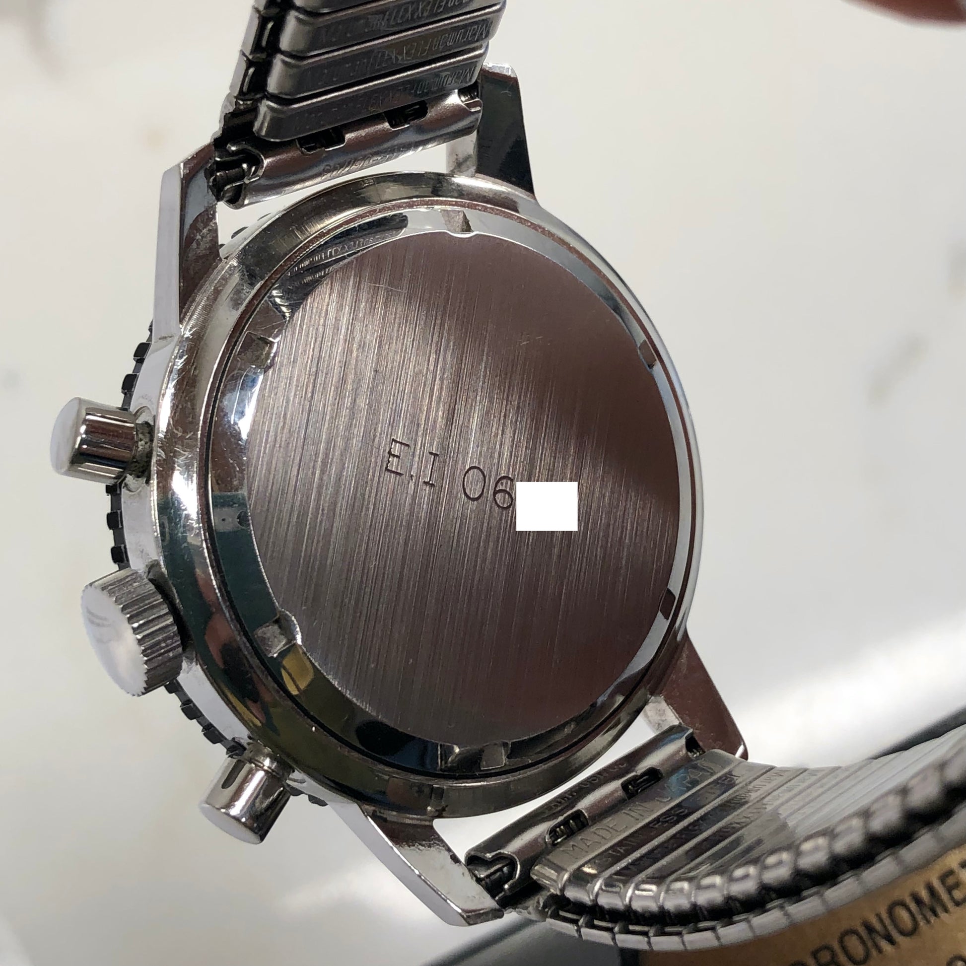 1970s Breitling 817 Italian Army Issued Stainless Steel Chronograph Wristwatch with Box and Numbered Paperwork - HASHTAGWATCHCO