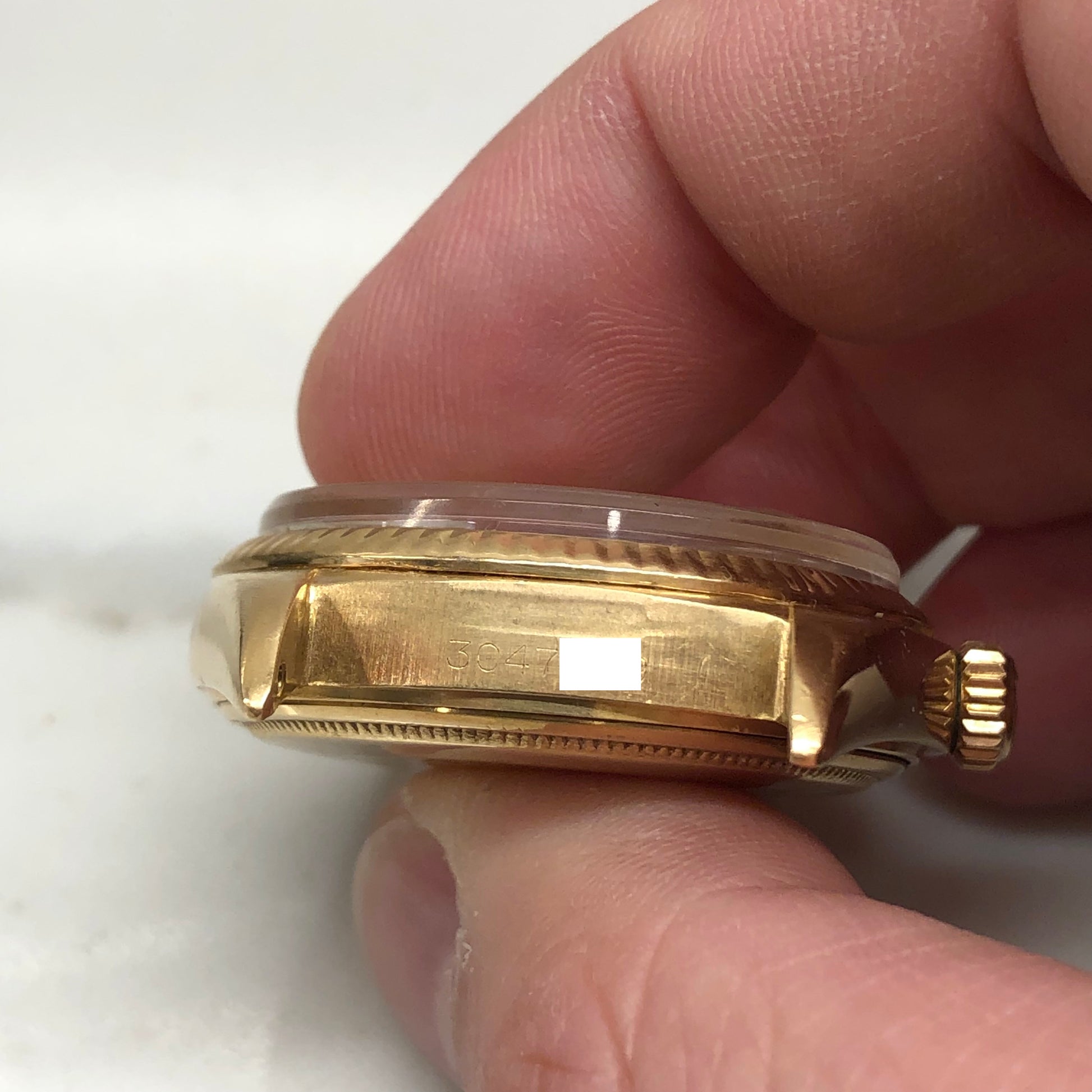 1972 Rolex President 1803 Day Date Yellow Gold Linen Champagne Wristwatch - HASHTAGWATCHCO
