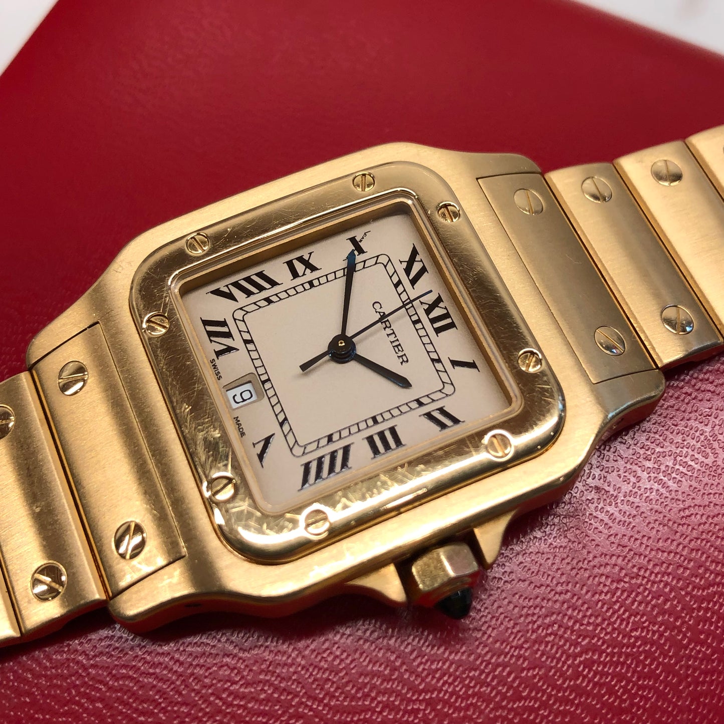 1980s Cartier Santos De Cartier Galbee 887901 18K Yellow Gold Quartz Wristwatch - Hashtag Watch Company