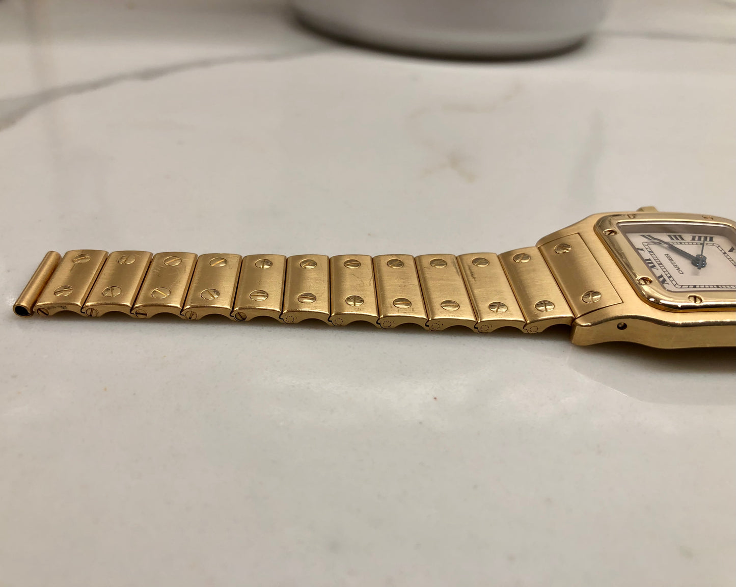 1980s Cartier Santos De Cartier Galbee 887901 18K Yellow Gold Quartz Wristwatch - Hashtag Watch Company