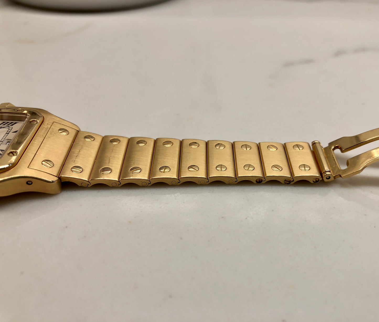 1980s Cartier Santos De Cartier Galbee 887901 18K Yellow Gold Quartz Wristwatch - Hashtag Watch Company