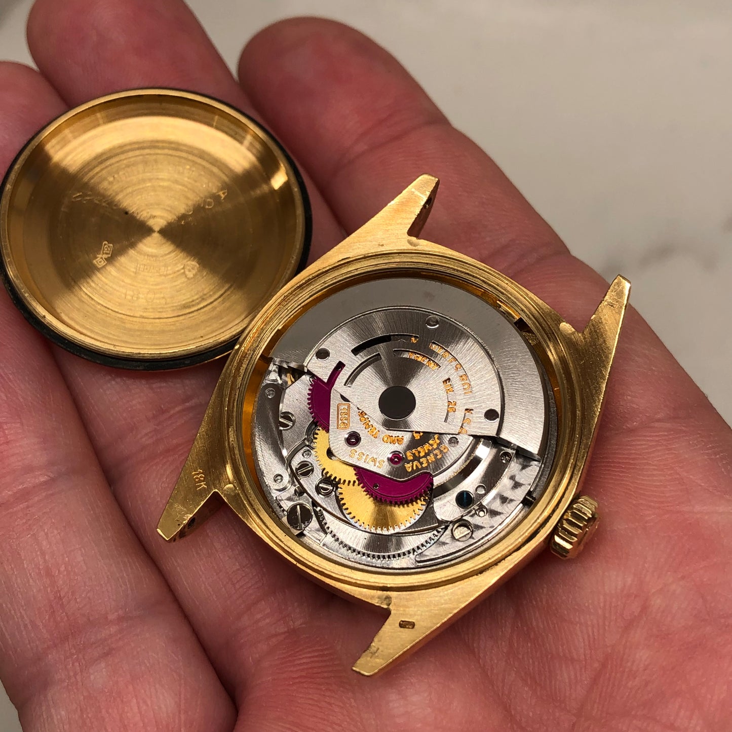 1973 Rolex President 1803 Day Date 18K Yellow Gold Sigma Champagne Linen Automatic Wristwatch - HASHTAGWATCHCO