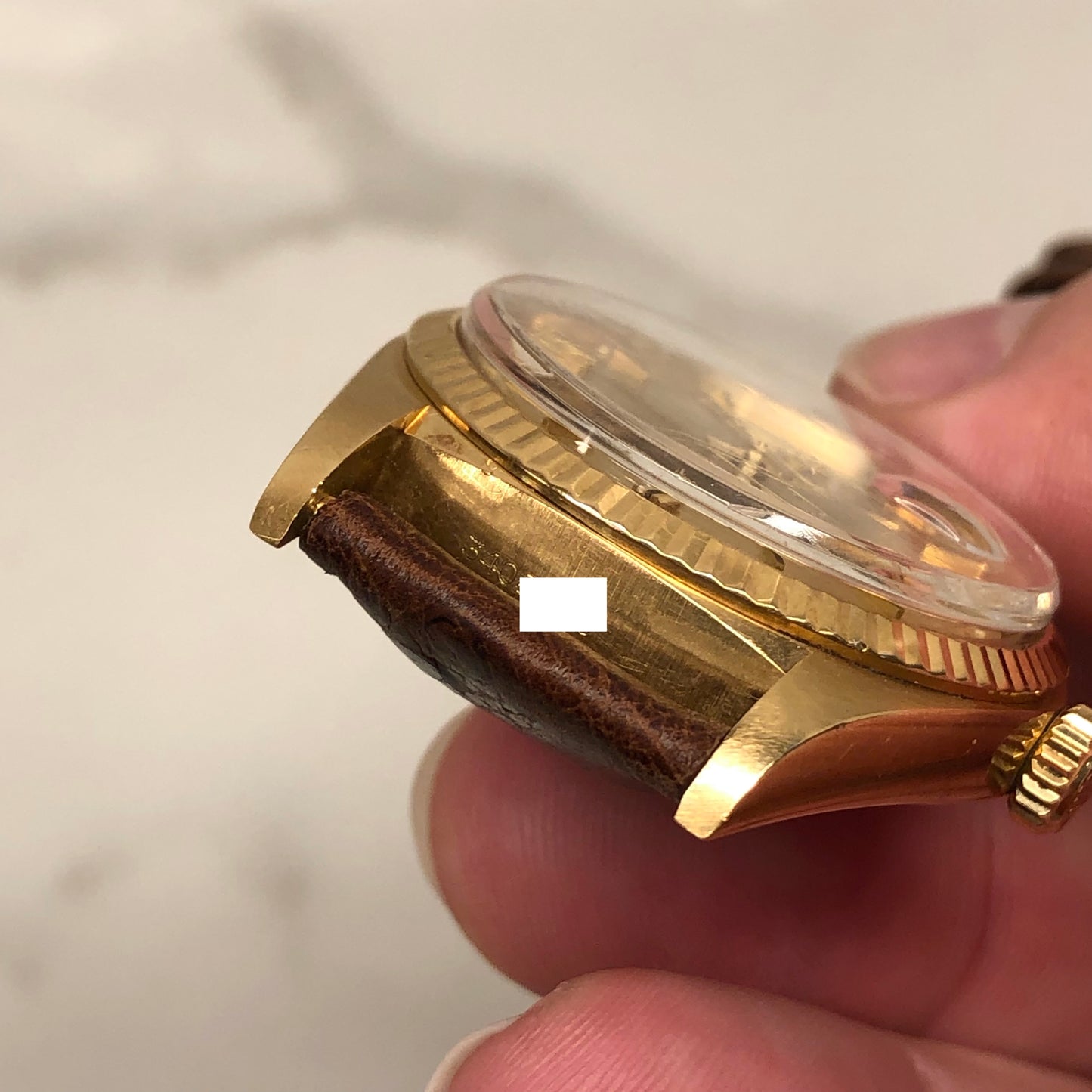 1973 Rolex President 1803 Day Date 18K Yellow Gold Sigma Champagne Linen Automatic Wristwatch - HASHTAGWATCHCO