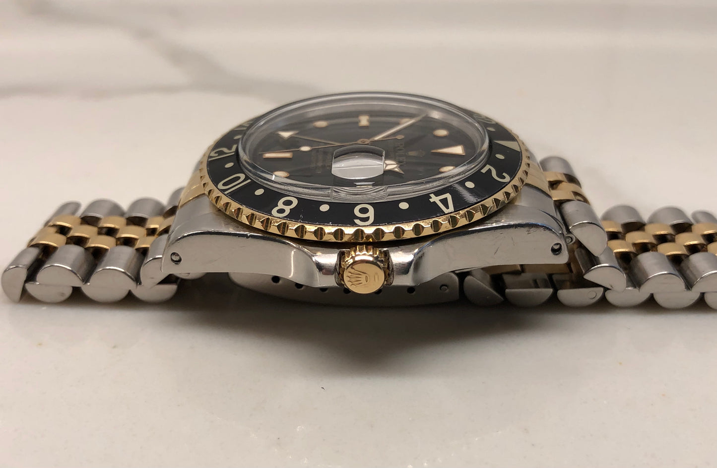 1987 Rolex GMT MASTER 16753 Black Two Tone Jubilee Wristwatch with Papers - HASHTAGWATCHCO