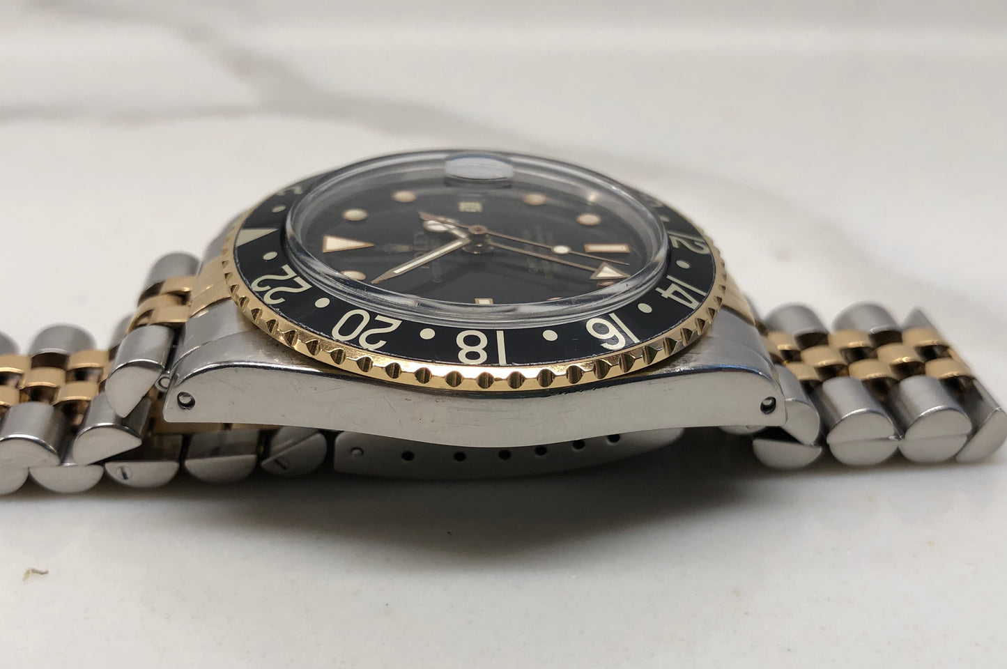1987 Rolex GMT MASTER 16753 Black Two Tone Jubilee Wristwatch with Papers - HASHTAGWATCHCO