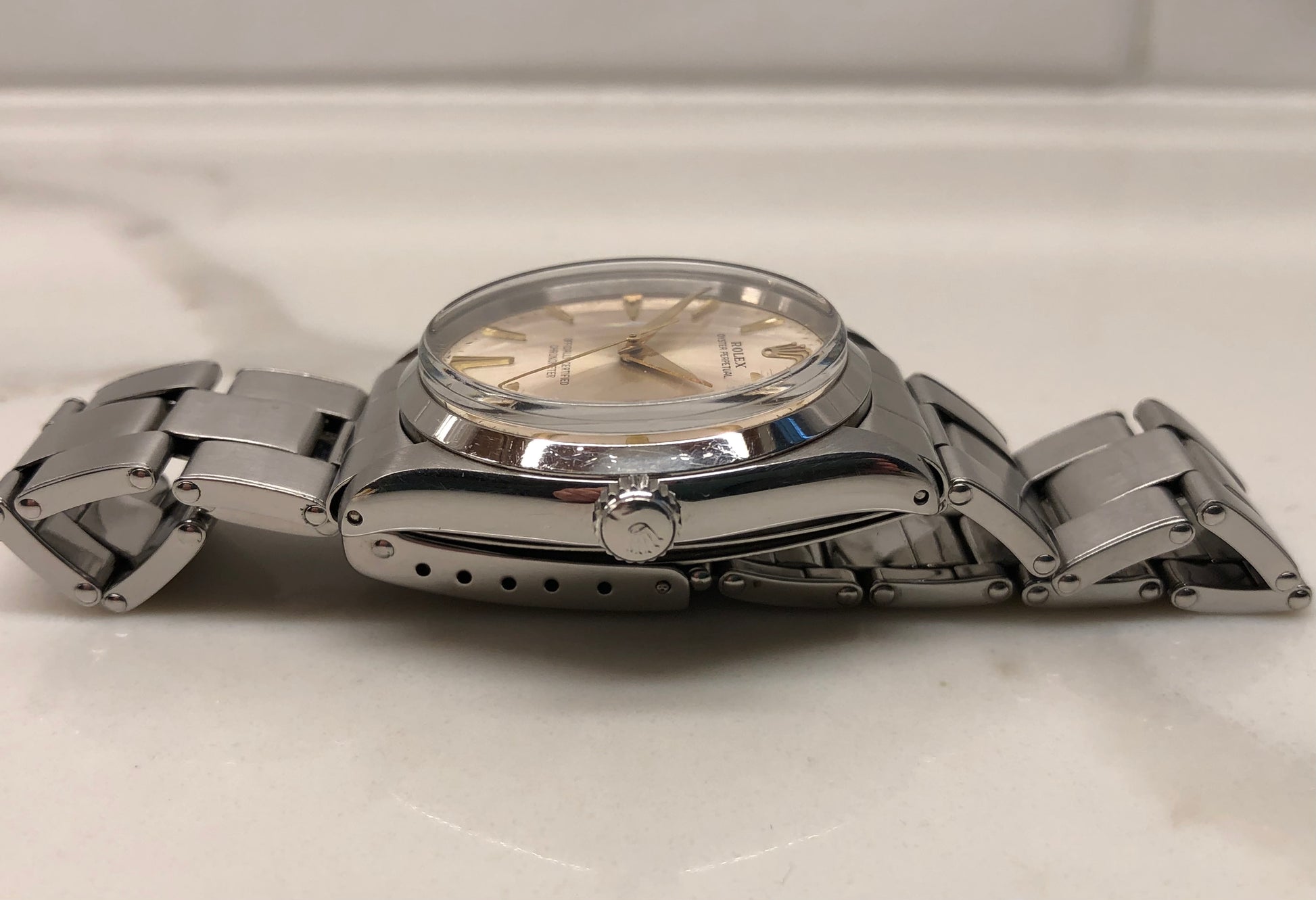 1957 Rolex Oyster Perpetual 6564 Stainless Steel Automatic Chronometer Wristwatch - HASHTAGWATCHCO