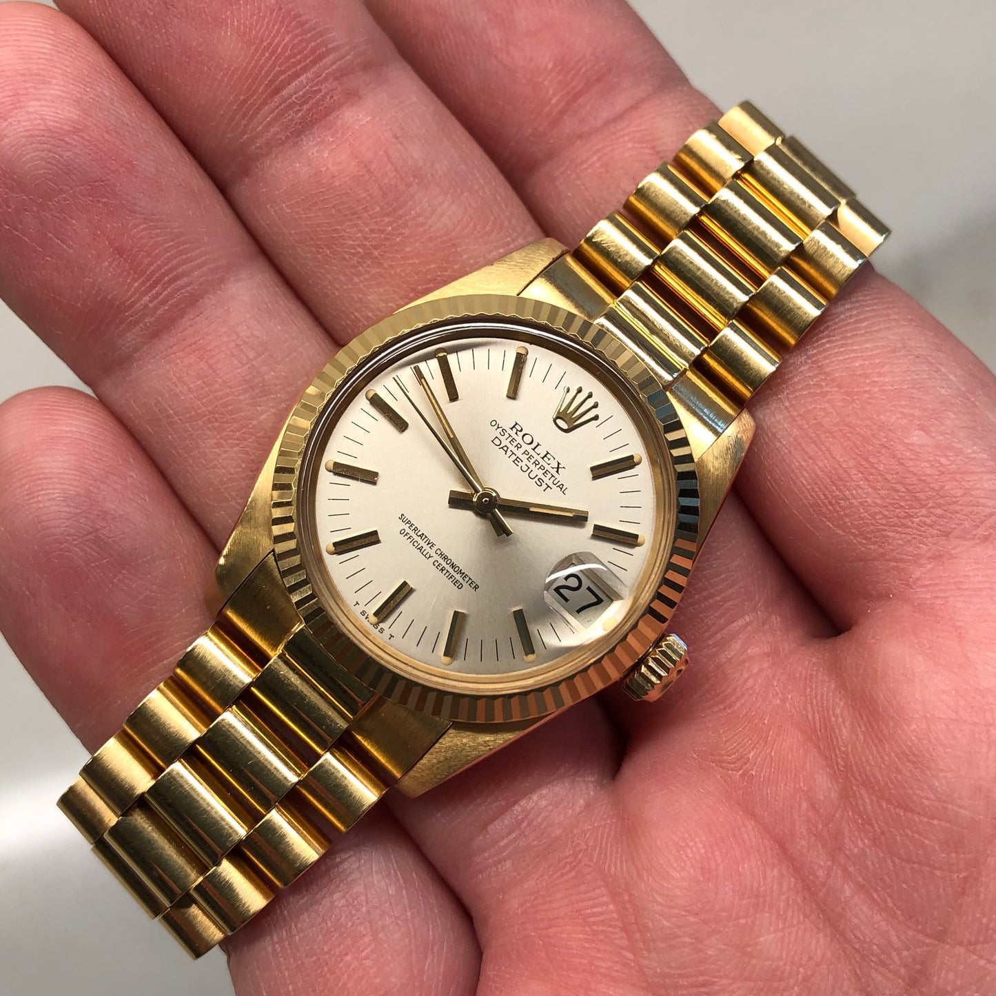 1979 Rolex Datejust Midsize President 6827 18K Yellow Gold 31mm Wristwatch - Hashtag Watch Company