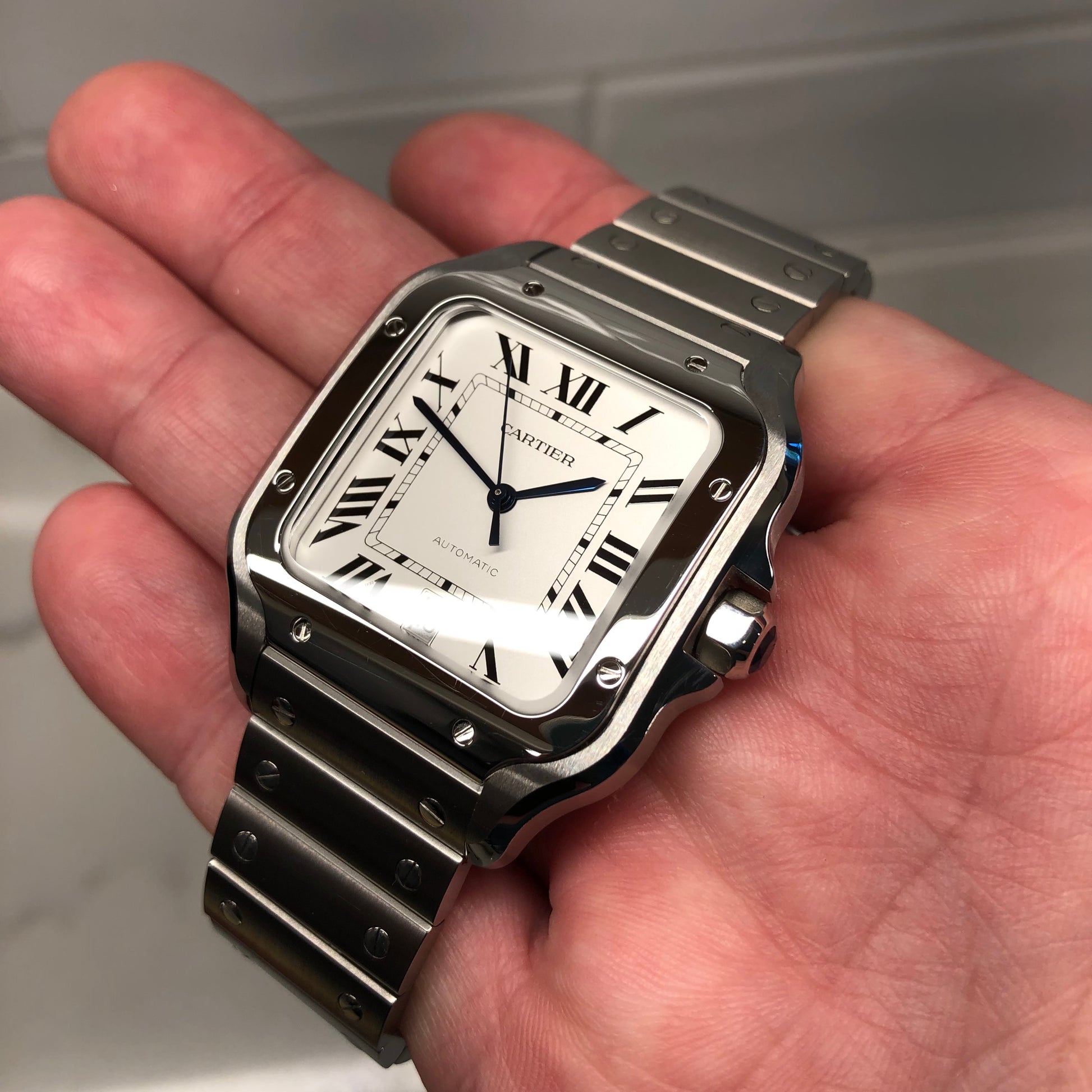 2025 Cartier Santos De Cartier WSSA0018 Large Model Stainless Steel Automatic Wristwatch with Box and Papers - HASHTAGWATCHCO