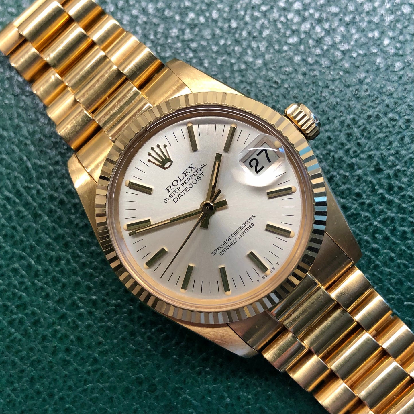 1979 Rolex Datejust Midsize President 6827 18K Yellow Gold 31mm Wristwatch - Hashtag Watch Company