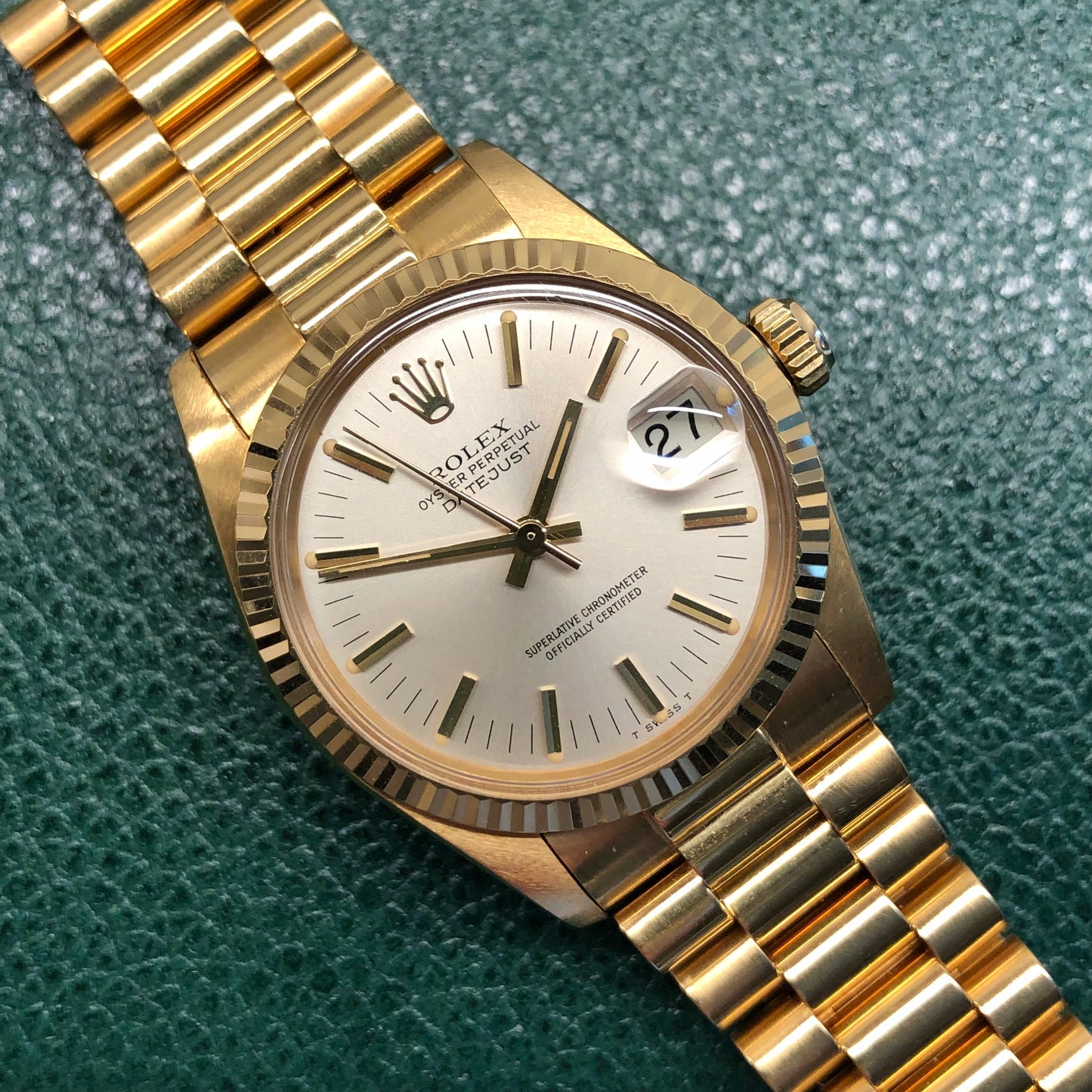 1979 Rolex Datejust Midsize President 6827 18K Yellow Gold 31mm Wristwatch - Hashtag Watch Company