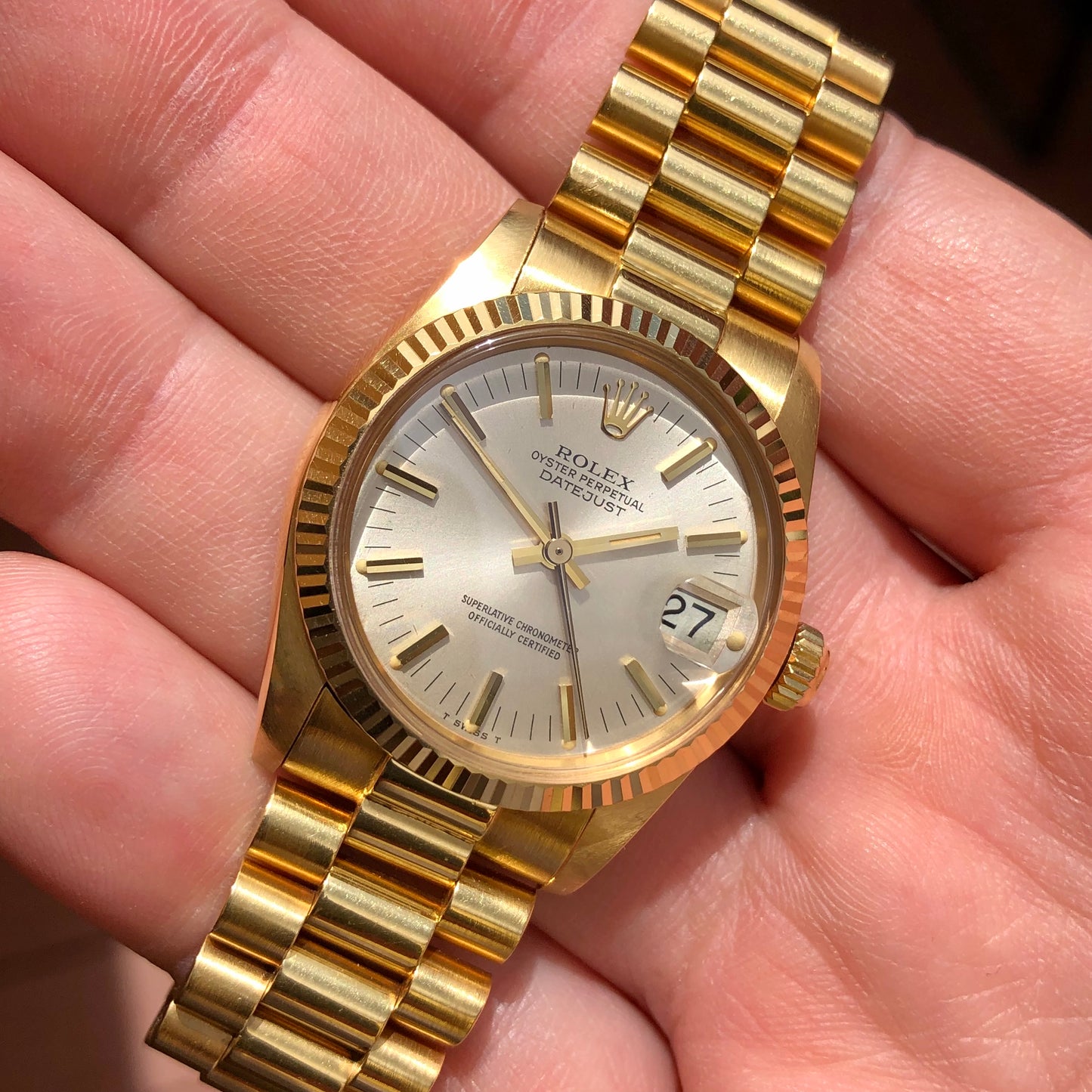 1979 Rolex Datejust Midsize President 6827 18K Yellow Gold 31mm Wristwatch - Hashtag Watch Company