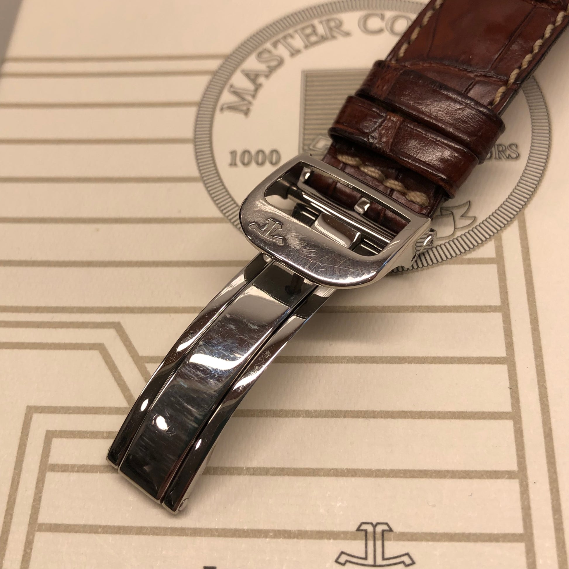 Jaeger LeCoultre Master Moon 140.8.98.S Stainless Steel Black Dial with Box and Papers - HASHTAGWATCHCO