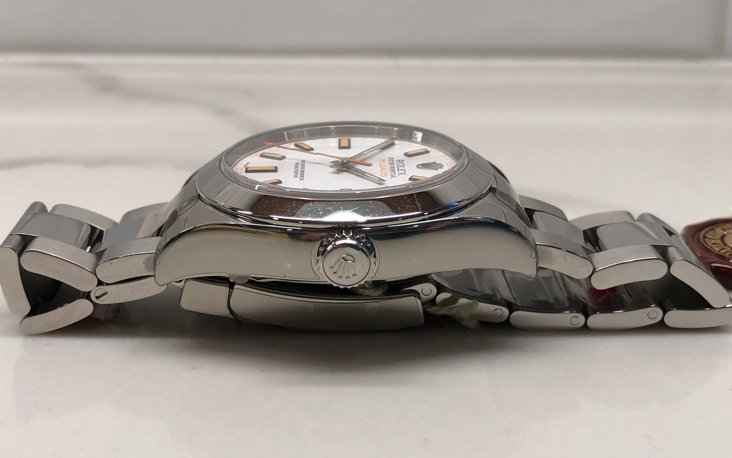 2008 Rolex Milgauss 116400 White Steel Oyster Wristwatch with Box and Papers Wrapped Unworn - HASHTAGWATCHCO