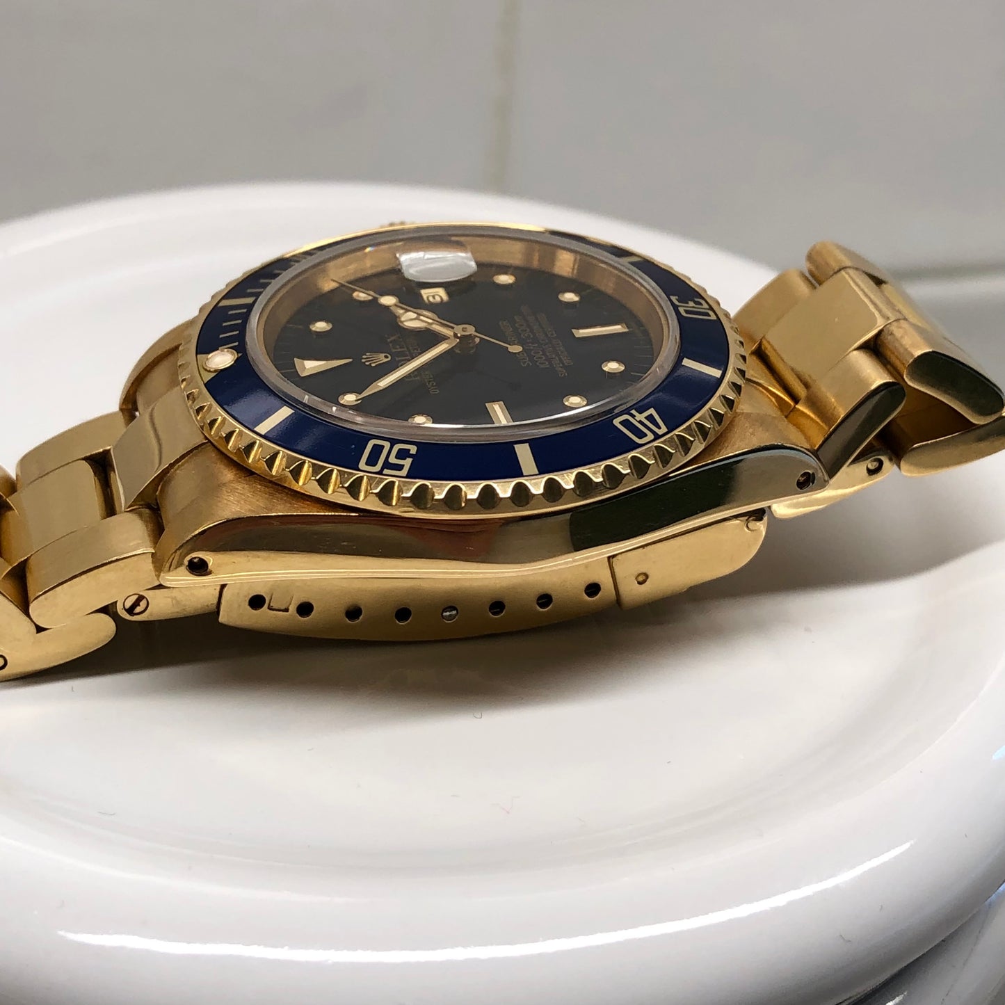 1984 Rolex Submariner 16808 Blue Nipple Dial 18K Yellow Gold Automatic Wristwatch - Hashtag Watch Company