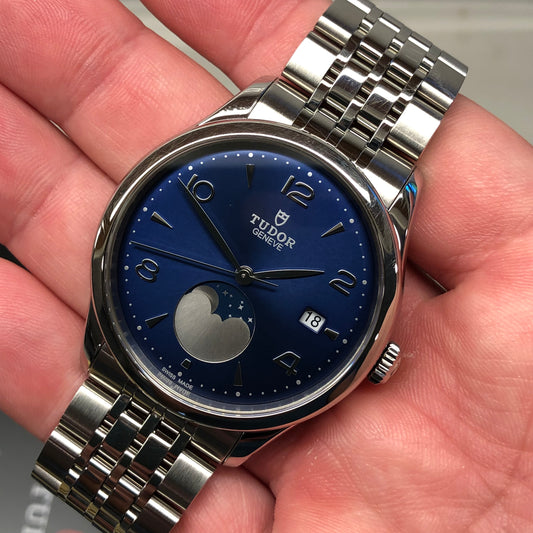 2025 Tudor 1926 Luna 91560 39mm Moon Phase Blue Steel Automatic Wristwatch with Box and Papers - HASHTAGWATCHCO