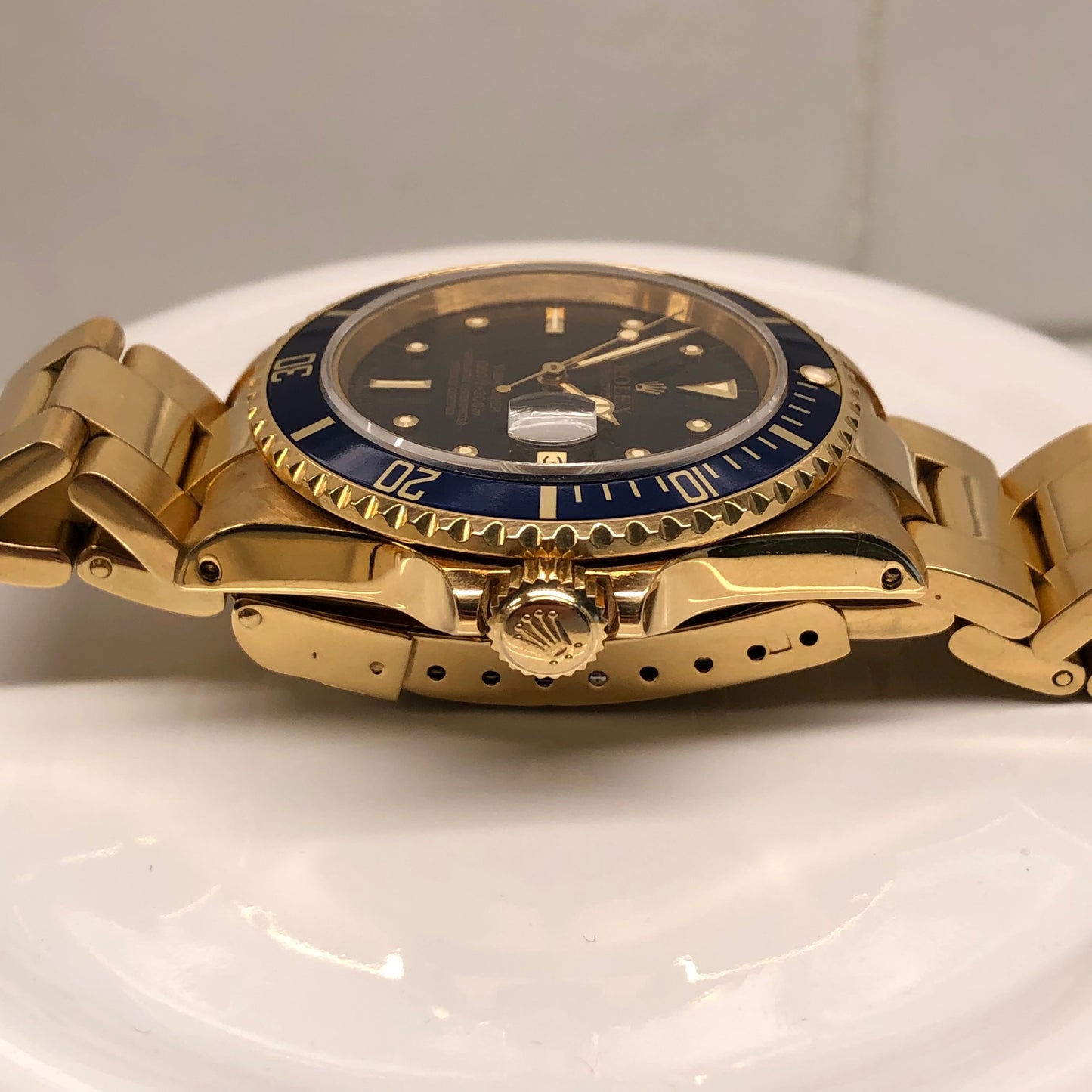 1984 Rolex Submariner 16808 Blue Nipple Dial 18K Yellow Gold Automatic Wristwatch - Hashtag Watch Company