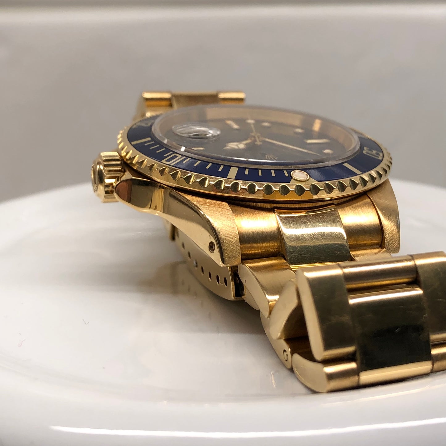 1984 Rolex Submariner 16808 Blue Nipple Dial 18K Yellow Gold Automatic Wristwatch - Hashtag Watch Company