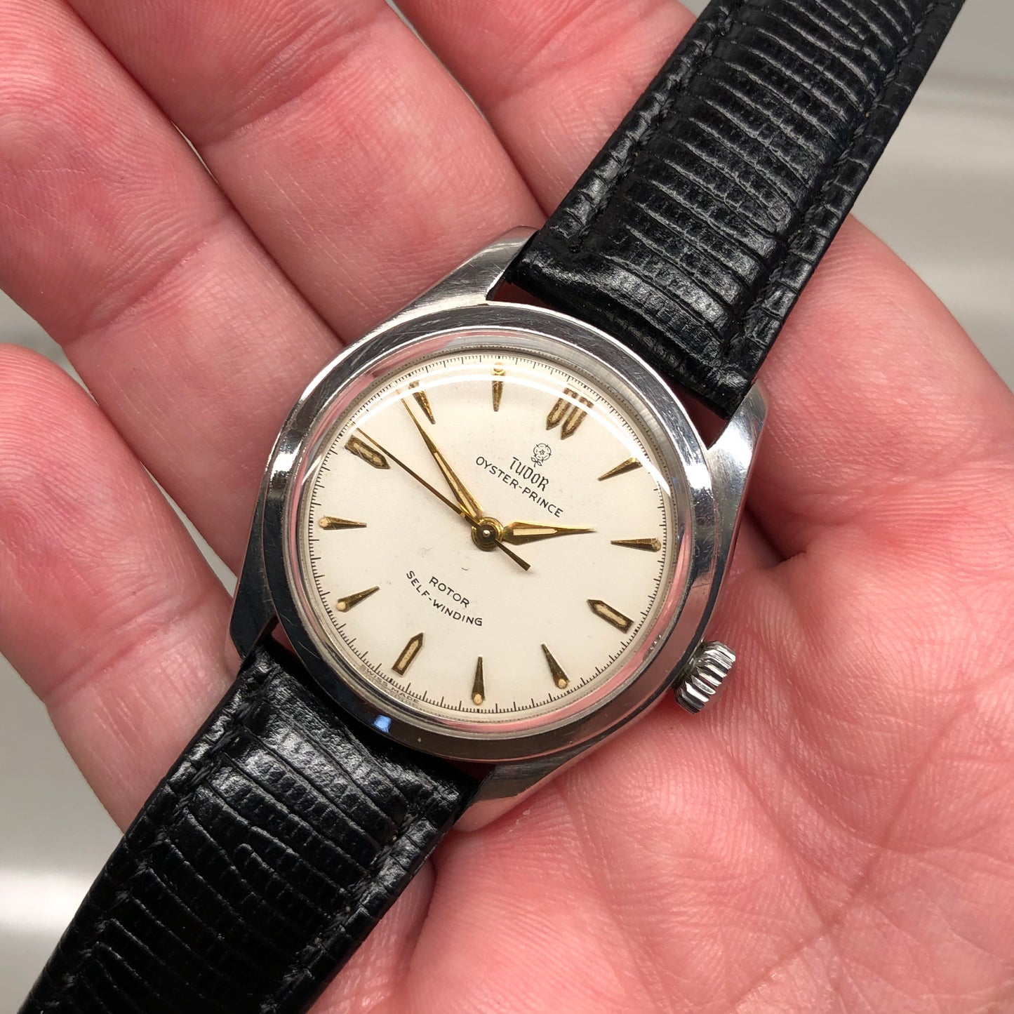 1966 Tudor Oyster Prince 7808 Small Rose White Dial Stainless Steel Automatic Wristwatch - HASHTAGWATCHCO