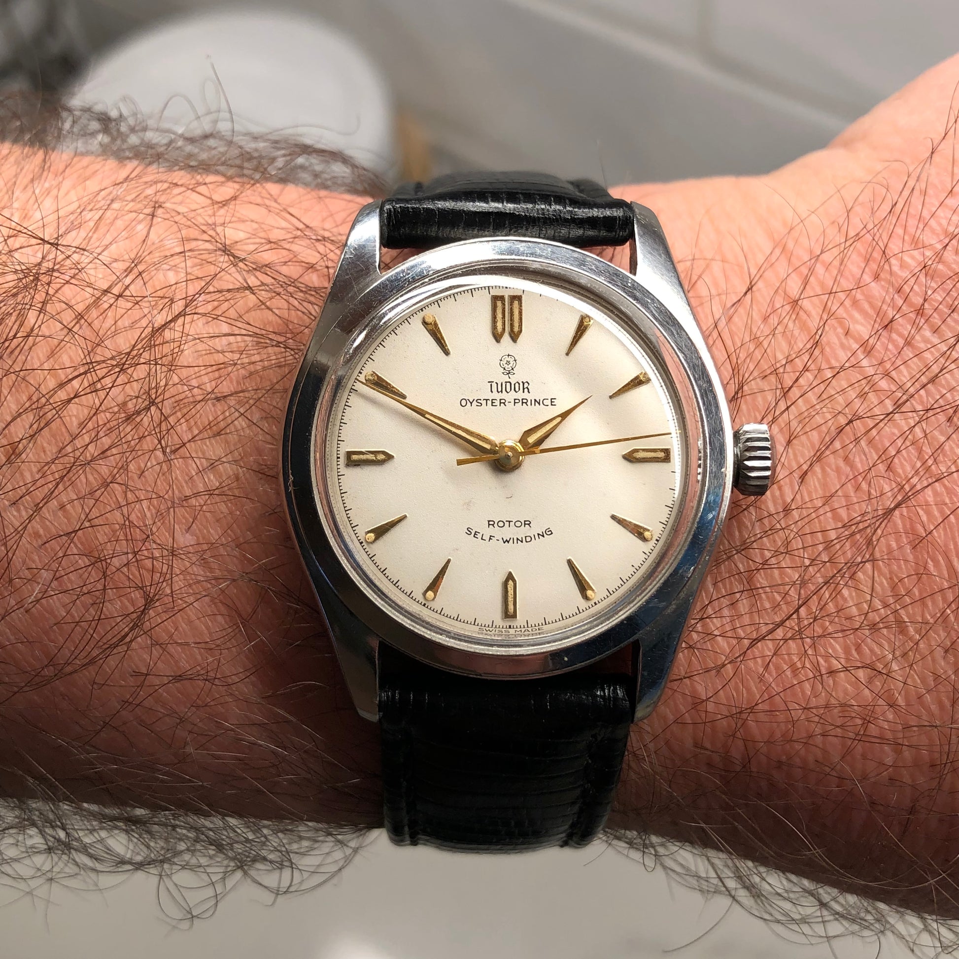 1966 Tudor Oyster Prince 7808 Small Rose White Dial Stainless Steel Automatic Wristwatch - HASHTAGWATCHCO