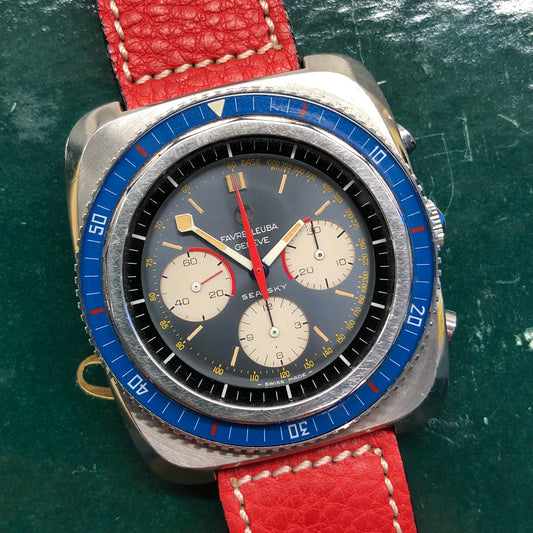 1970s Favre Leuba Sea Sky 33043 Valjoux 72 Chronograph Wristwatch