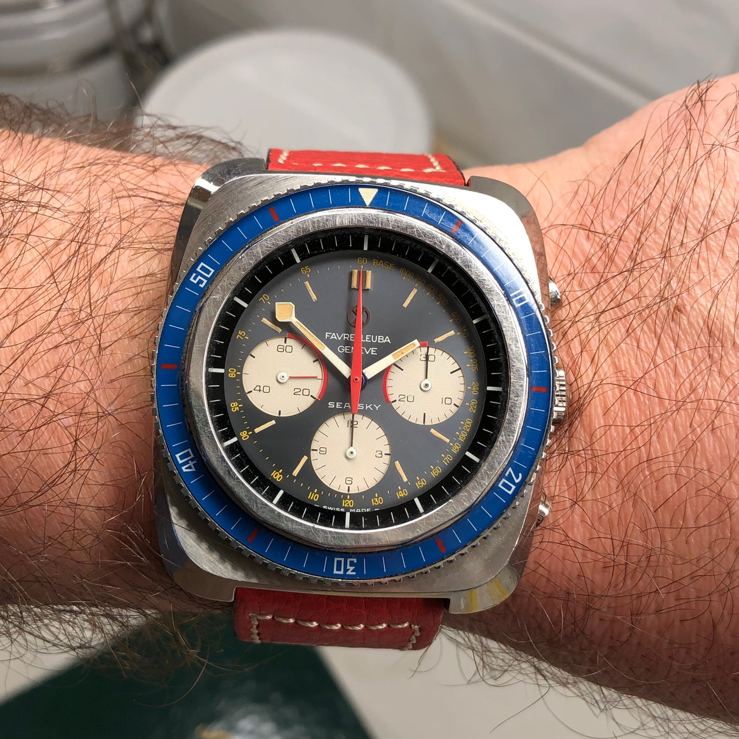 1970s Favre Leuba Sea Sky 33043 Valjoux 72 Chronograph Wristwatch - HASHTAGWATCHCO