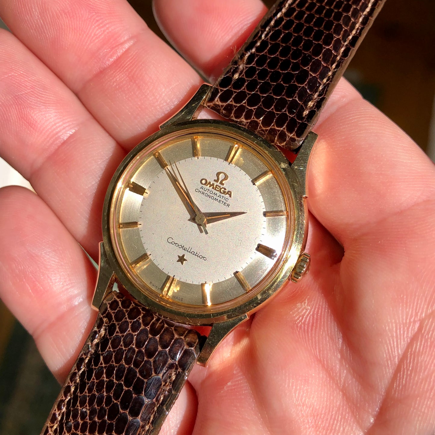 1961 Omega Constellation 14381/2 SC 14K Yellow Gold Silver Sector Dial Chronometer Automatic Wristwatch - HASHTAGWATCHCO