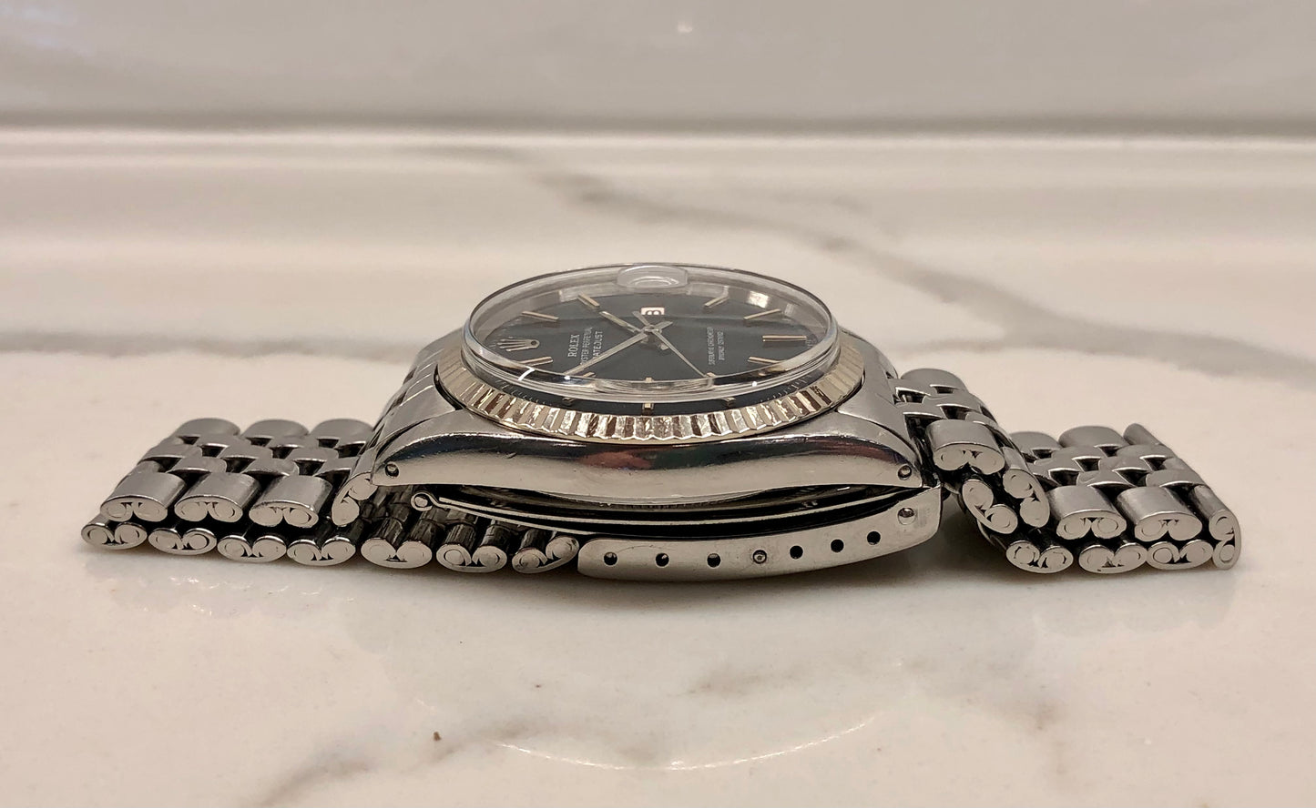 1970 Rolex Datejust 1601 Black Confetti Dial Jubilee Fluted Bezel Wristwatch - HASHTAGWATCHCO