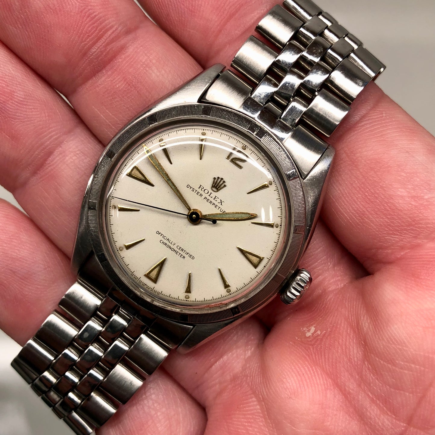 1951 Rolex Oyster Perpetual 6085 "OCC" Stainless Steel Jubilee Automatic Wristwatch - HASHTAGWATCHCO