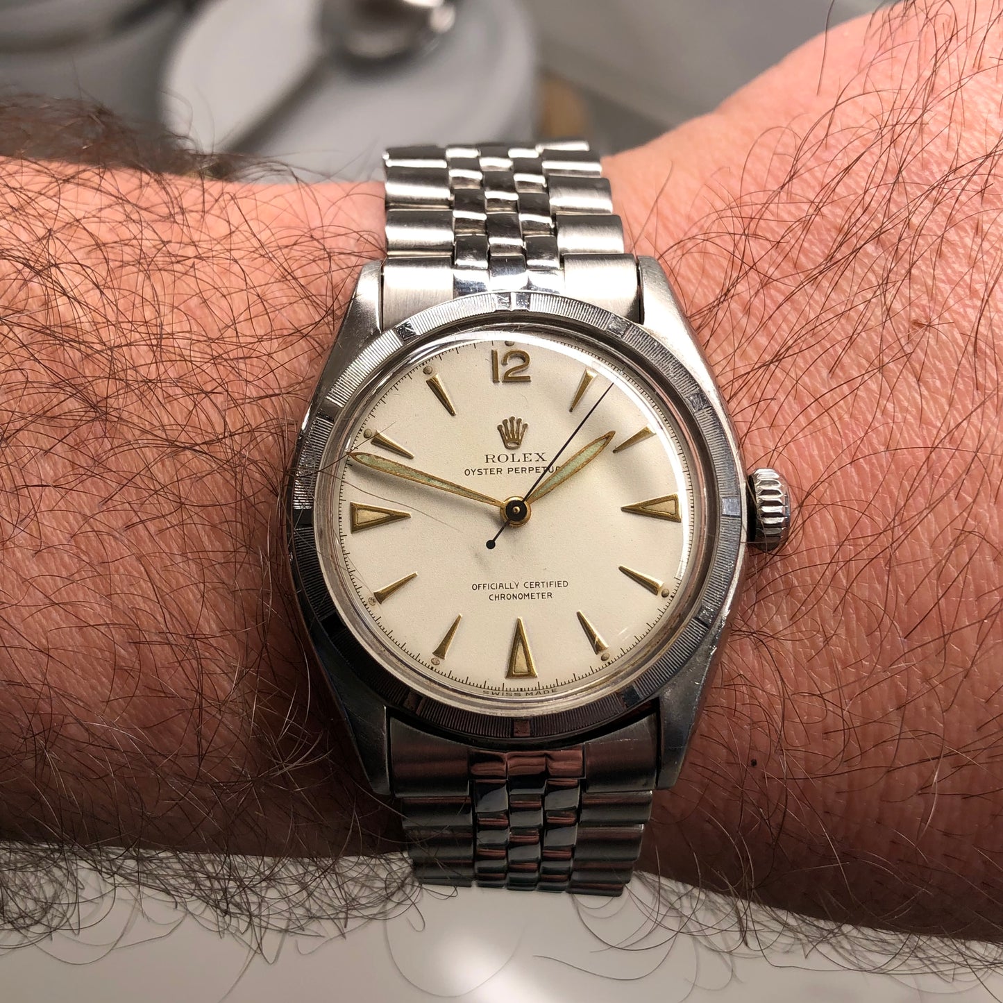 1951 Rolex Oyster Perpetual 6085 "OCC" Stainless Steel Jubilee Automatic Wristwatch - HASHTAGWATCHCO