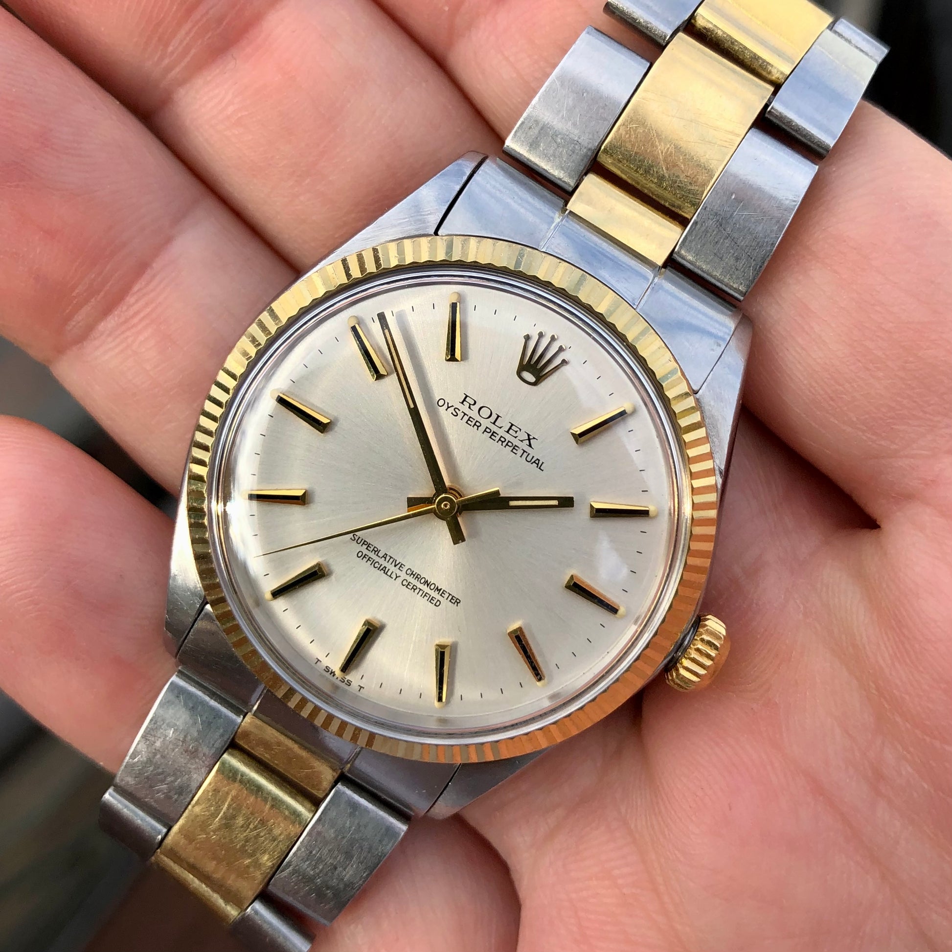 1970 Rolex Oyster Perpetual 1005 Two Tone Automatic Wristwatch - Hashtag Watch Company