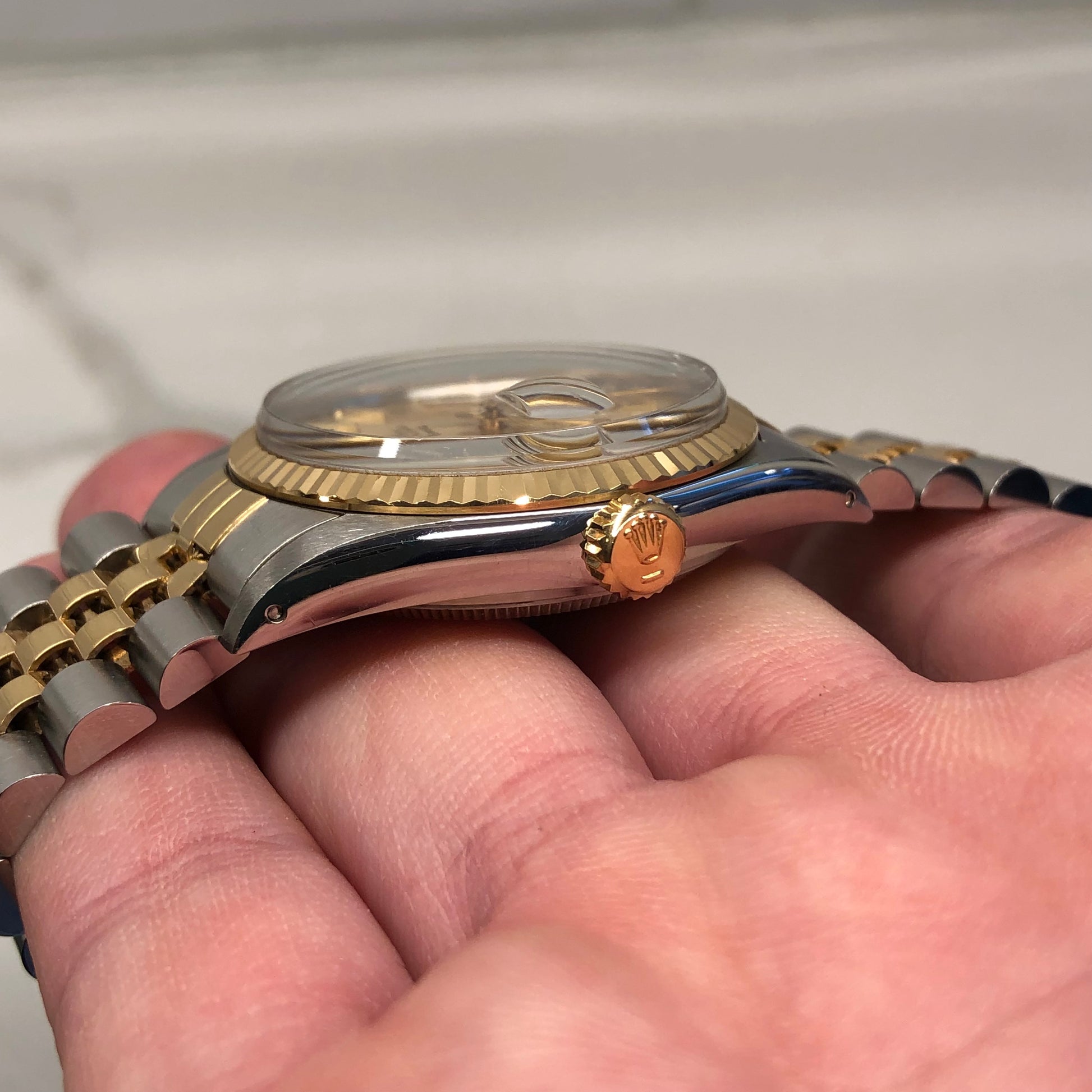 1986 Rolex Datejust 16013 Two Tone Tiffany & Co. Champagne Dial Jubilee Automatic Wristwatch - HASHTAGWATCHCO