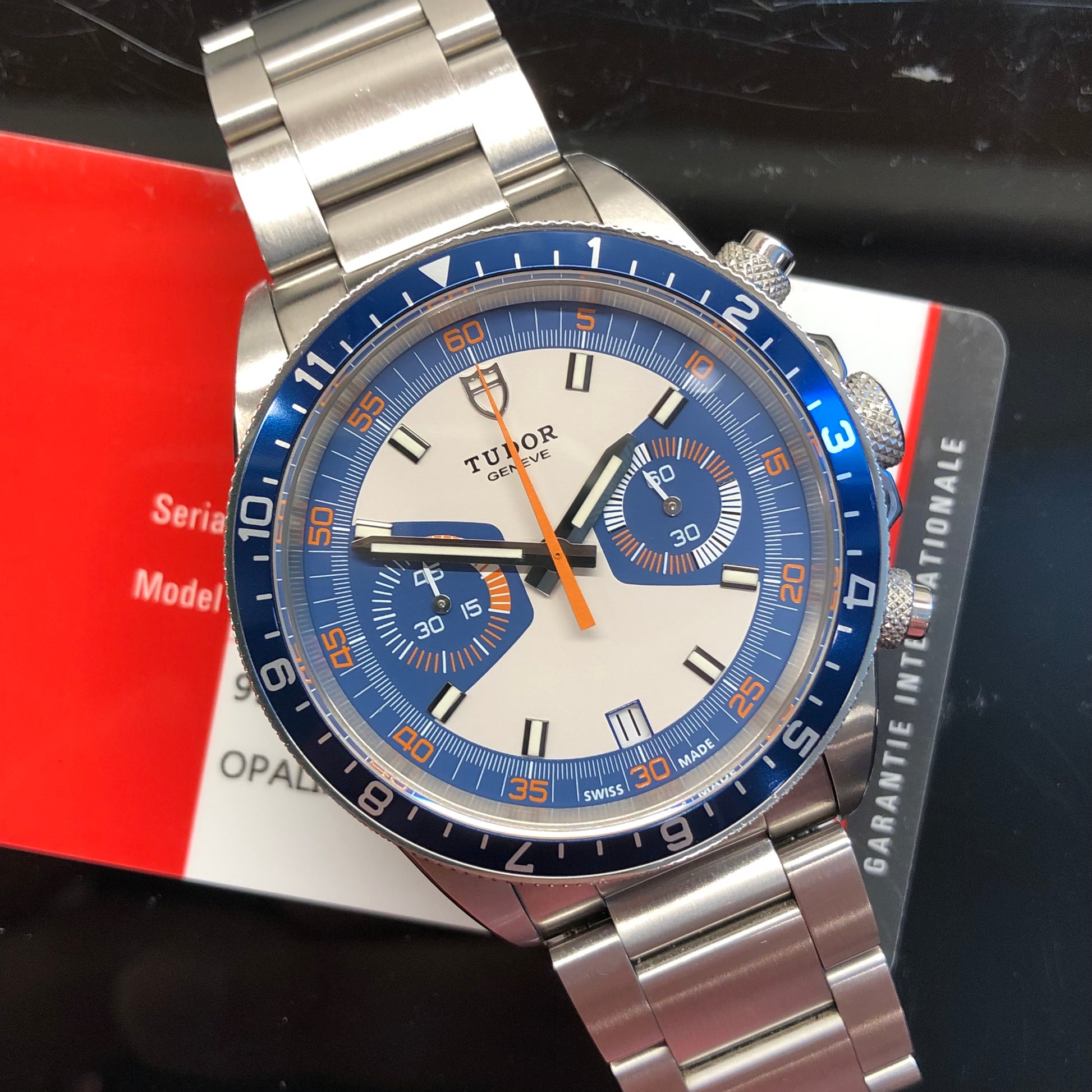 2014 Tudor Heritage Chrono 70330B Blue Stainless Steel Automatic Wristwatch with with Box and Papers - HASHTAGWATCHCO