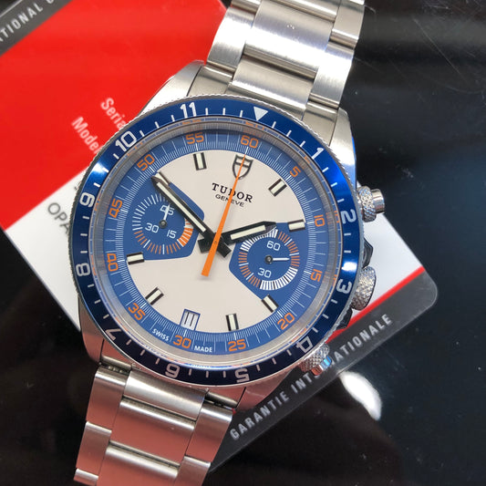 2014 Tudor Heritage Chrono 70330B Blue Stainless Steel Automatic Wristwatch with with Box and Papers - HASHTAGWATCHCO