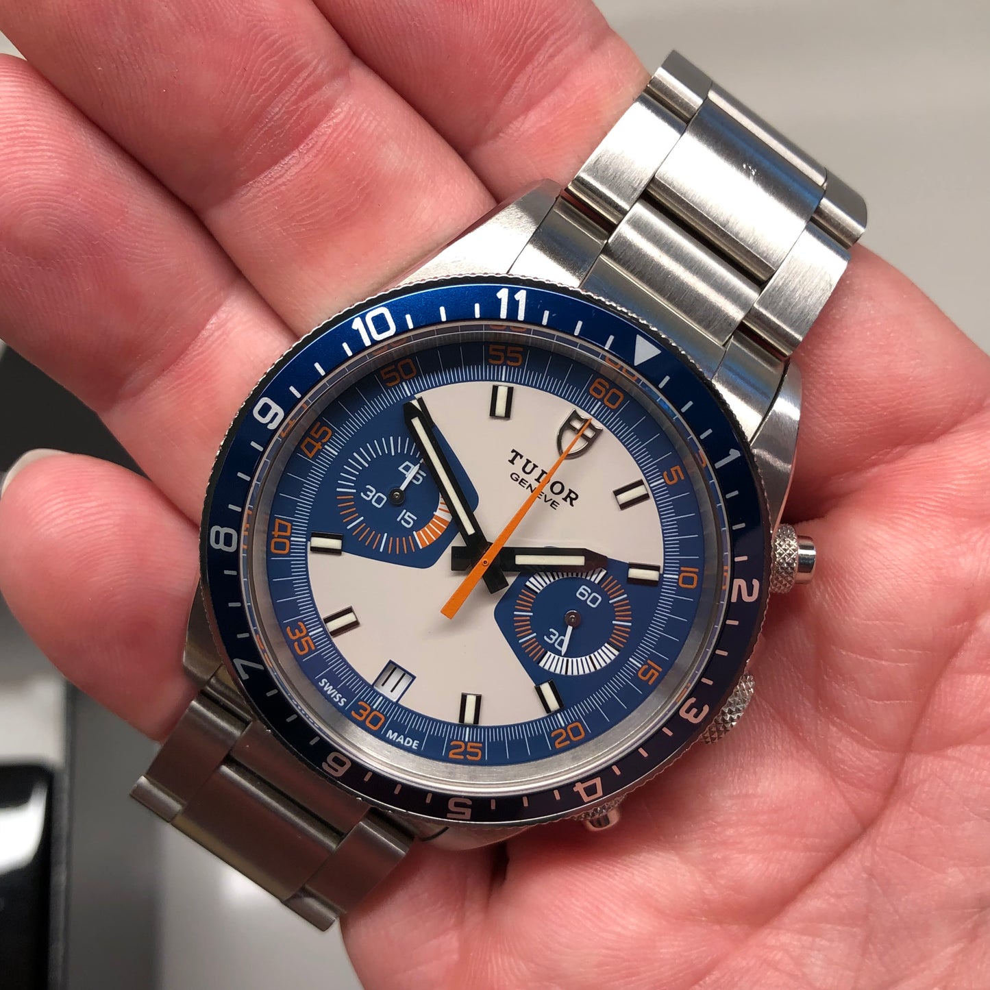 2014 Tudor Heritage Chrono 70330B Blue Stainless Steel Automatic Wristwatch with with Box and Papers - HASHTAGWATCHCO