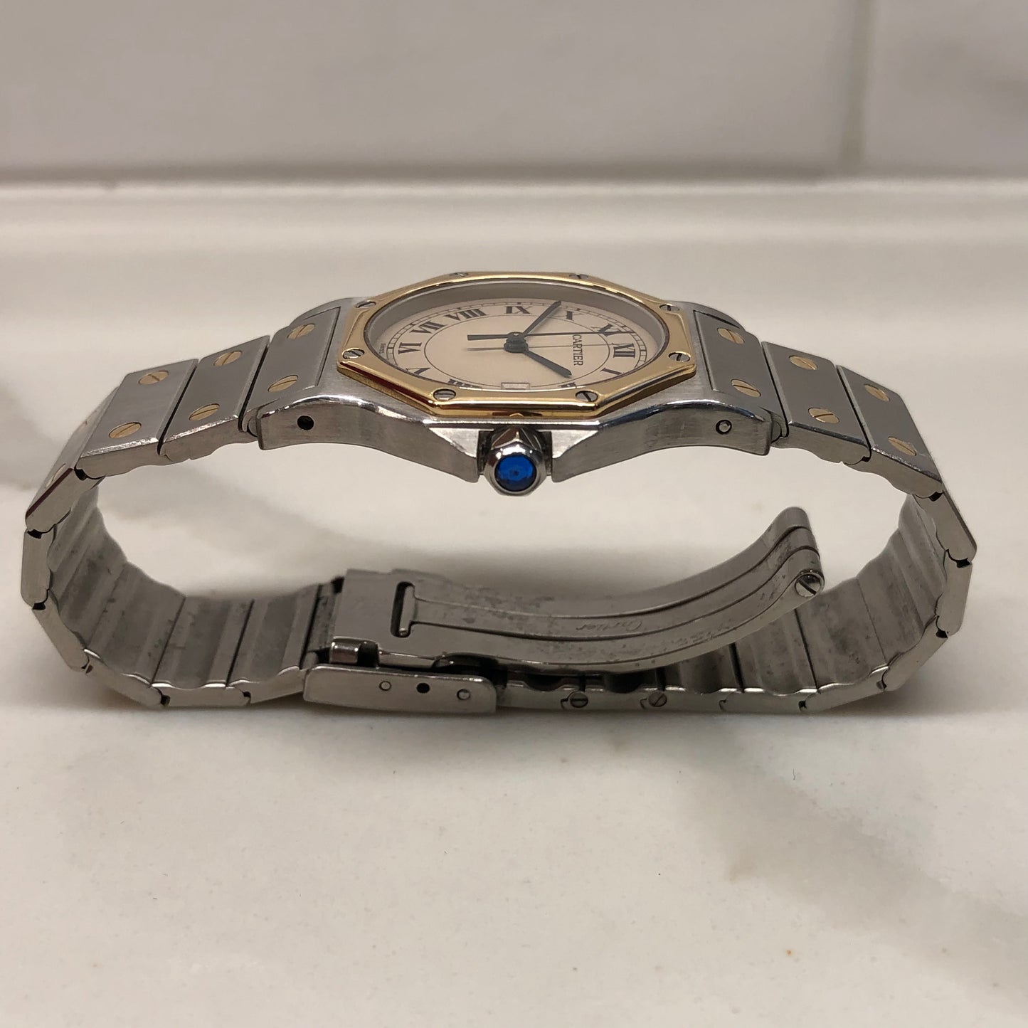 Cartier Santos de Cartier Ronde 187902 Steel and Gold Octagon Quartz Wristwatch - HASHTAGWATCHCO