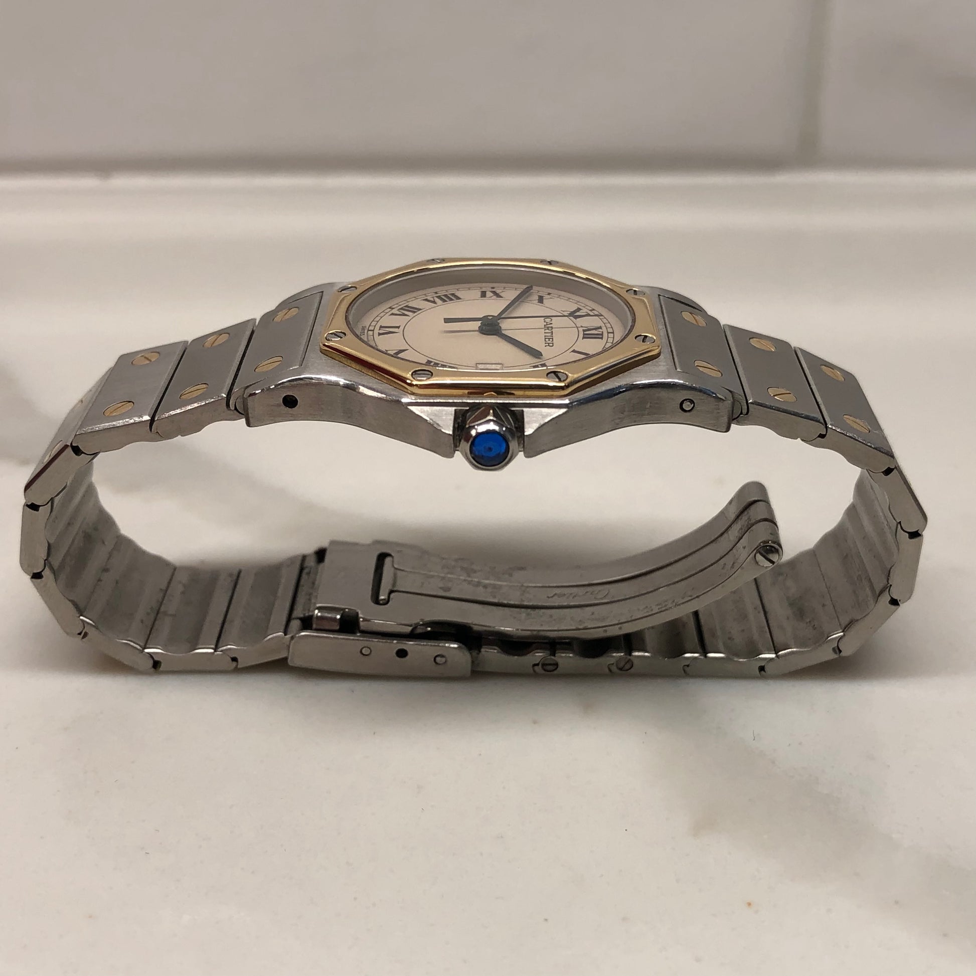 Cartier Santos de Cartier Ronde 187902 Steel and Gold Octagon Quartz Wristwatch - HASHTAGWATCHCO