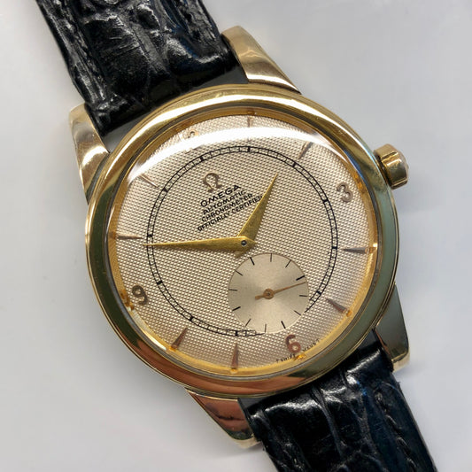 1947 Omega 2493-1 Chronometer Gold Cap Waffle Dial Caliber 333 Automatic Dress 36mm Wristwatch - HASHTAGWATCHCO