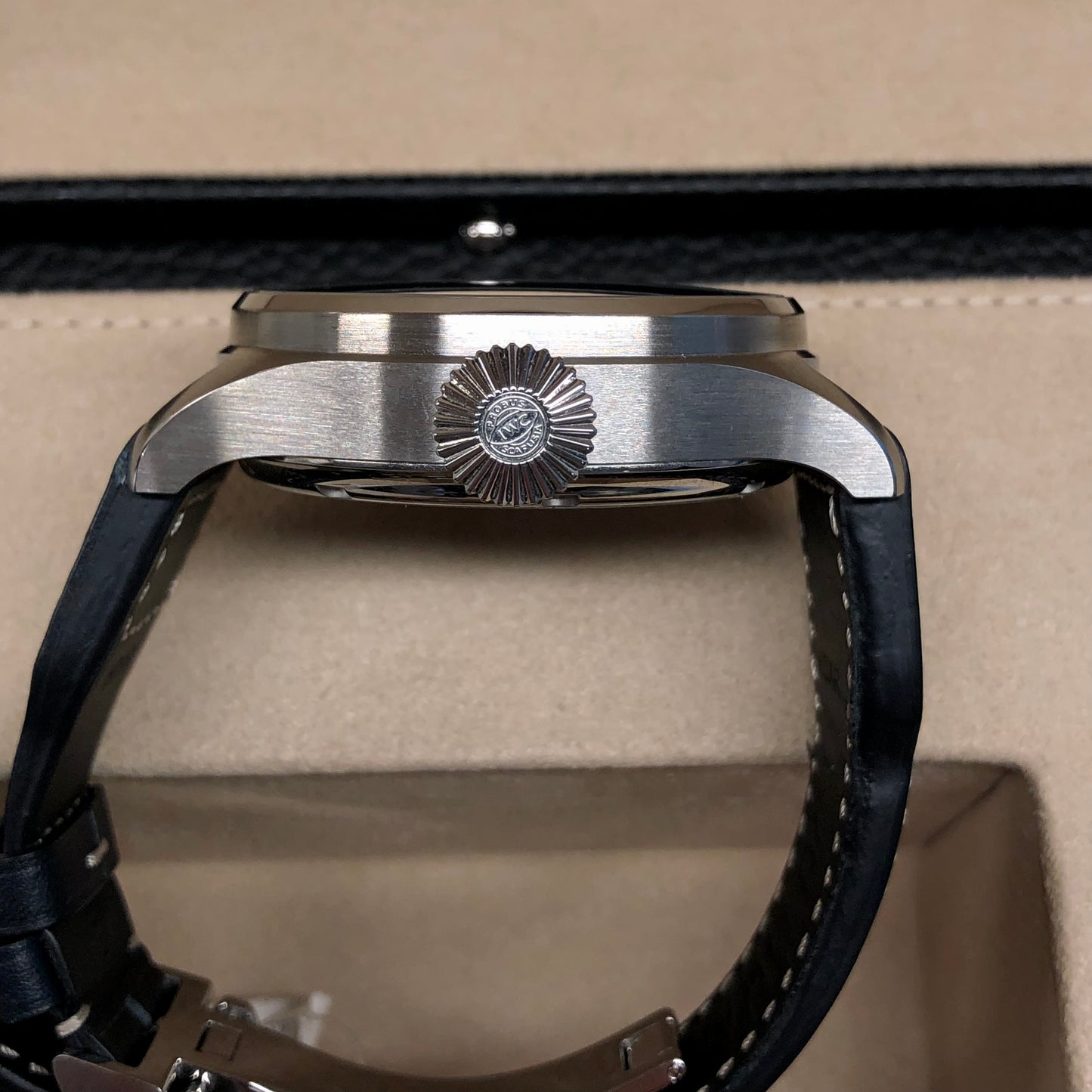 IWC Big Pilot IW503605 Perpetual Calendar 46mm Stainless Steel Blue Dial Wristwatch with Box and Papers Unworn - HASHTAGWATCHCO