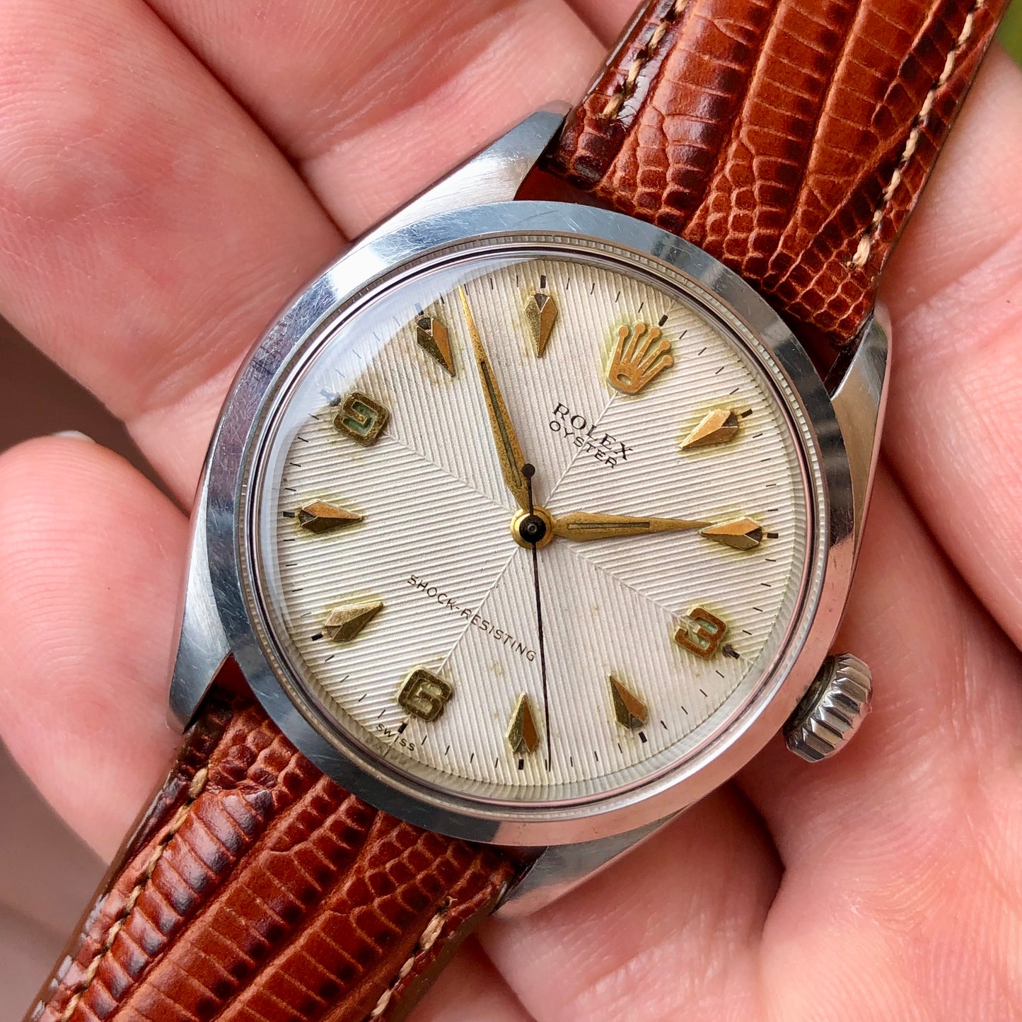 1956 Rolex Oyster Precision 6480 Chevron Dial Stainless Steel Vintage Wristwatch - Hashtag Watch Company