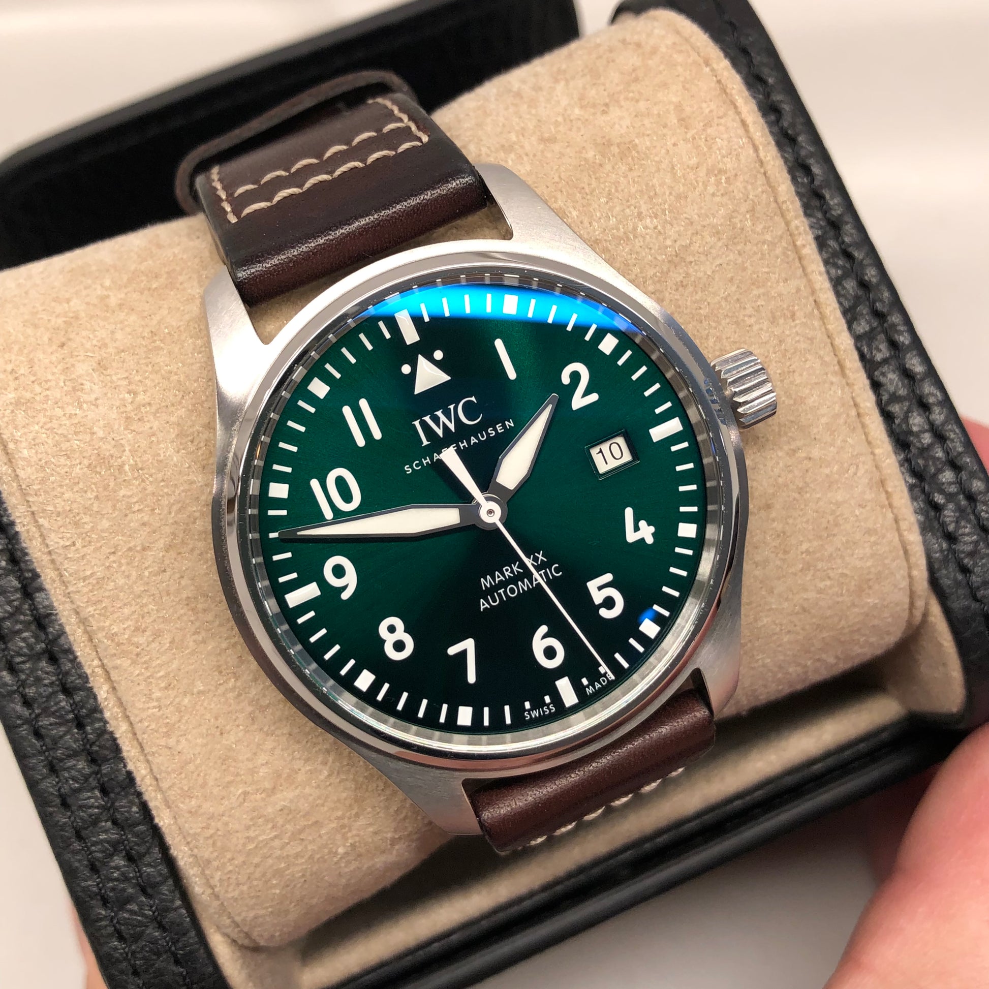 2025 IWC Pilots Watch IW328205 Green Dial Men's Wristwatch with Box and Papers - HASHTAGWATCHCO