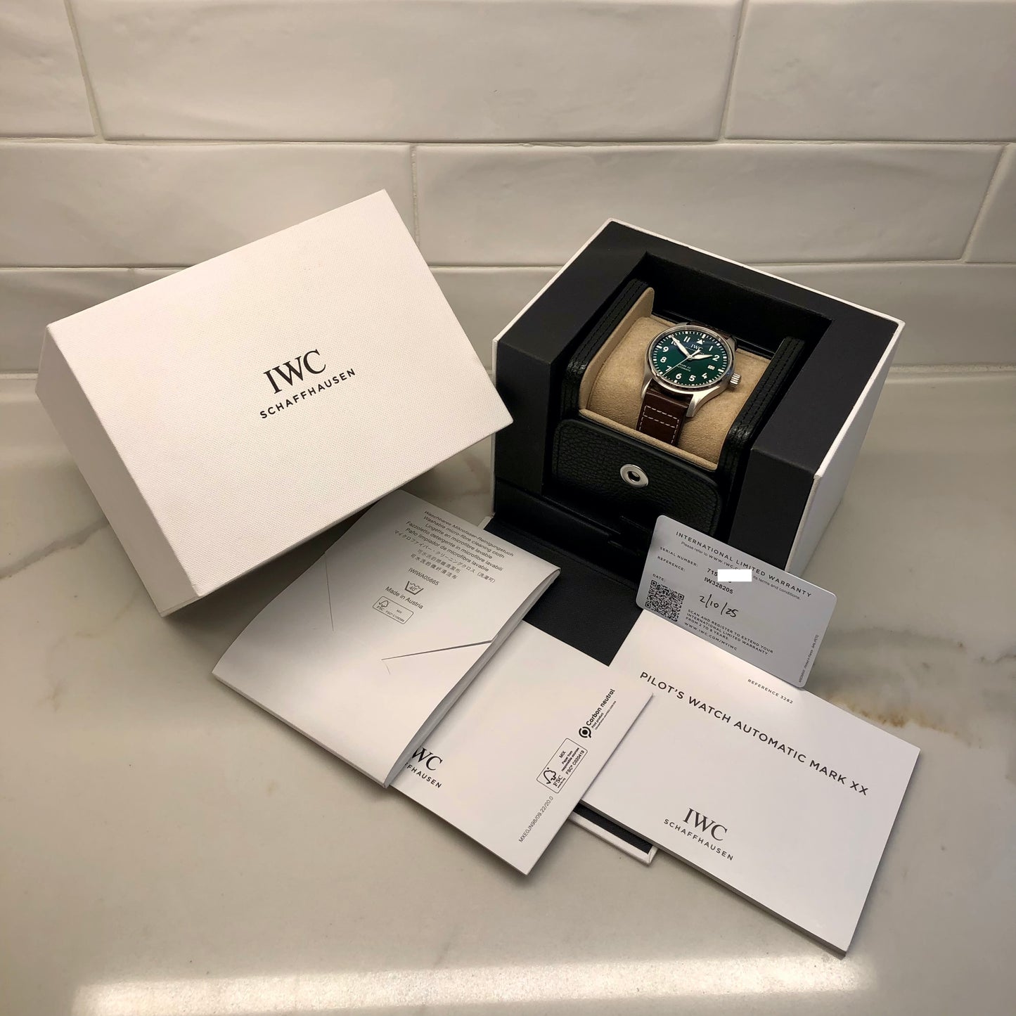 2025 IWC Pilots Watch IW328205 Green Dial Men's Wristwatch with Box and Papers - HASHTAGWATCHCO