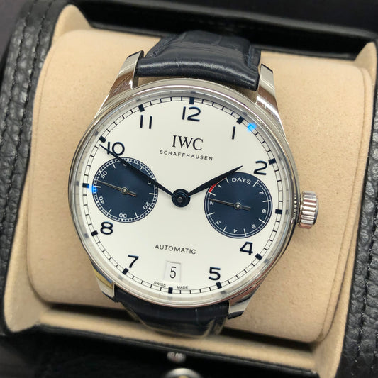 IWC Portugieser IW500715 Stainless Steel White Dial Wristwatch with Box and Papers Unworn - HASHTAGWATCHCO