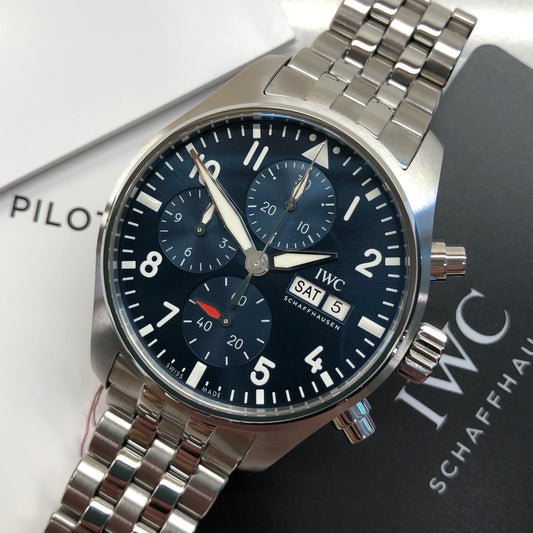 IWC Pilot’s Watch Chronograph 41 IW388102 Blue Steel Wristwatch with Box and Papers Unworn