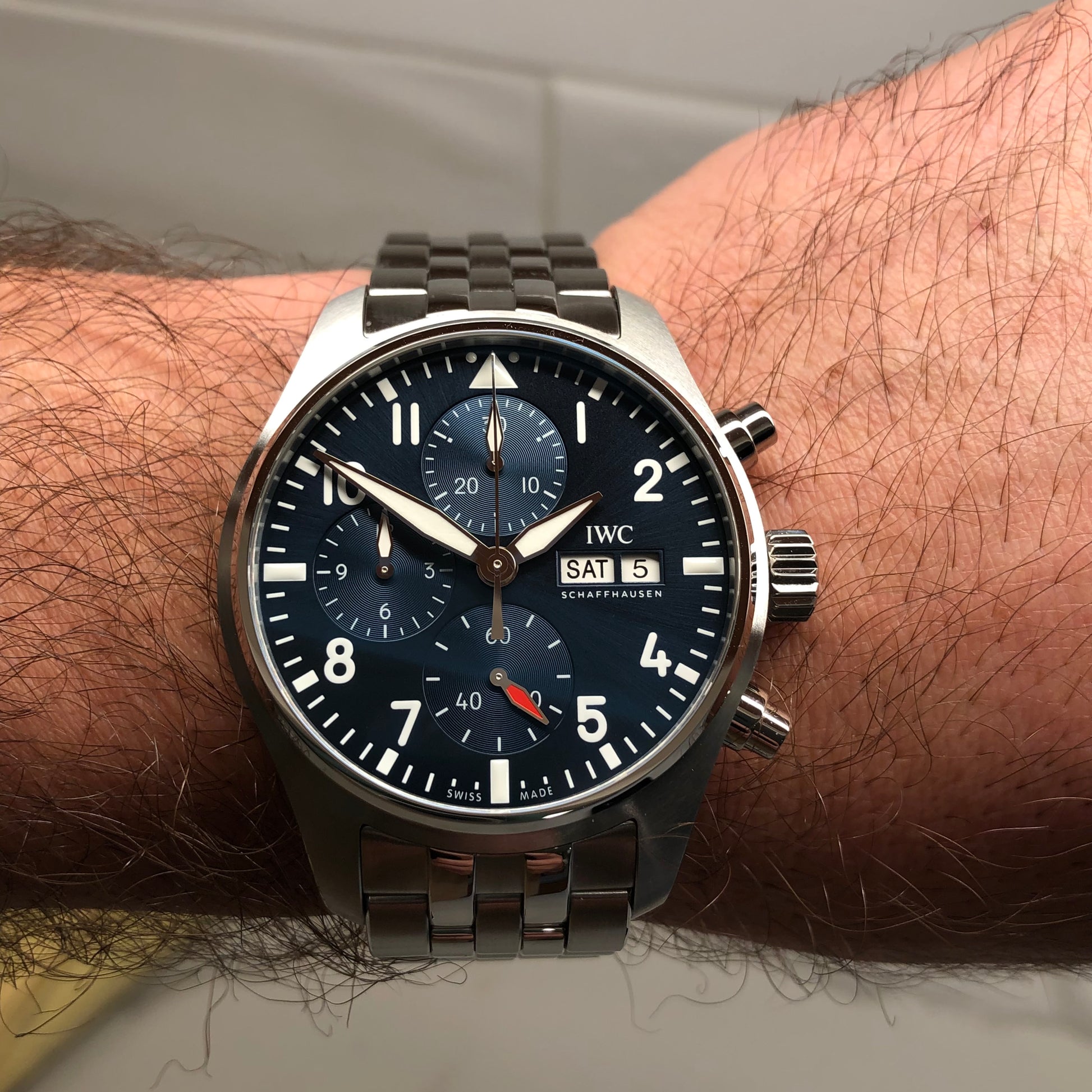 IWC Pilot’s Watch Chronograph 41 IW388102 Blue Steel Wristwatch with Box and Papers Unworn - HASHTAGWATCHCO