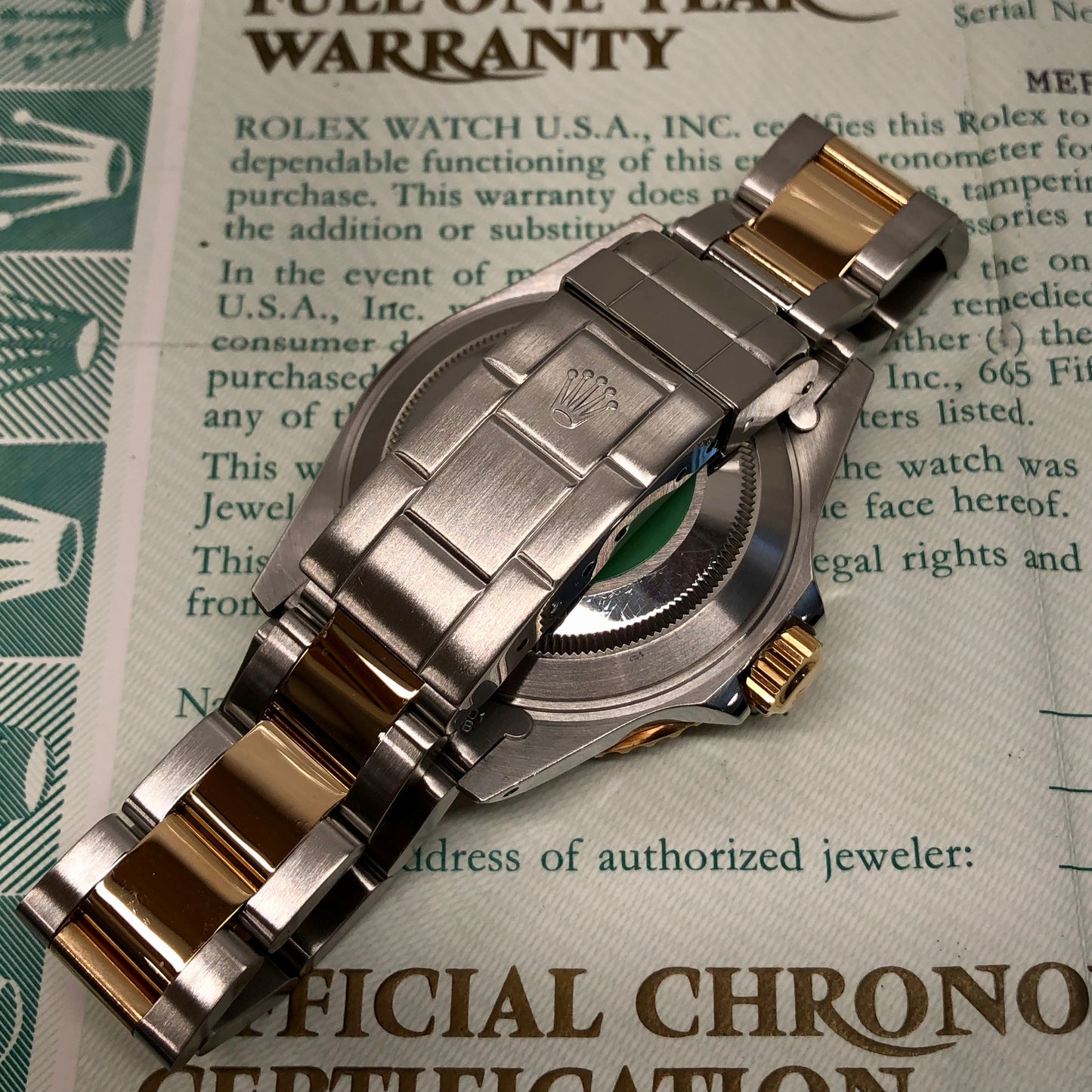 1991 Rolex Submariner 16613 Blue Purple Two Tone Oyster Steel 18K Gold Wristwatch with Box and Papers