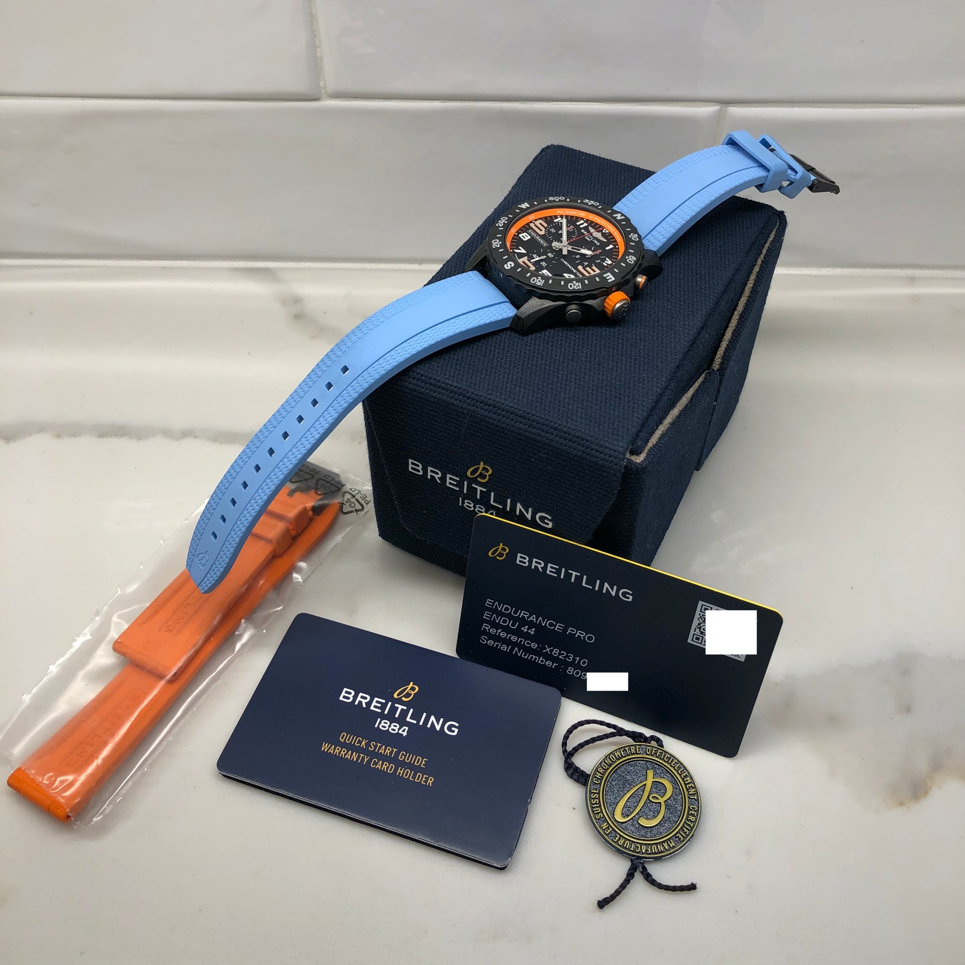 Breitling Endurance Pro X82310A51B1S1 Chronograph Quartz Orange with Box and Papers - HASHTAGWATCHCO