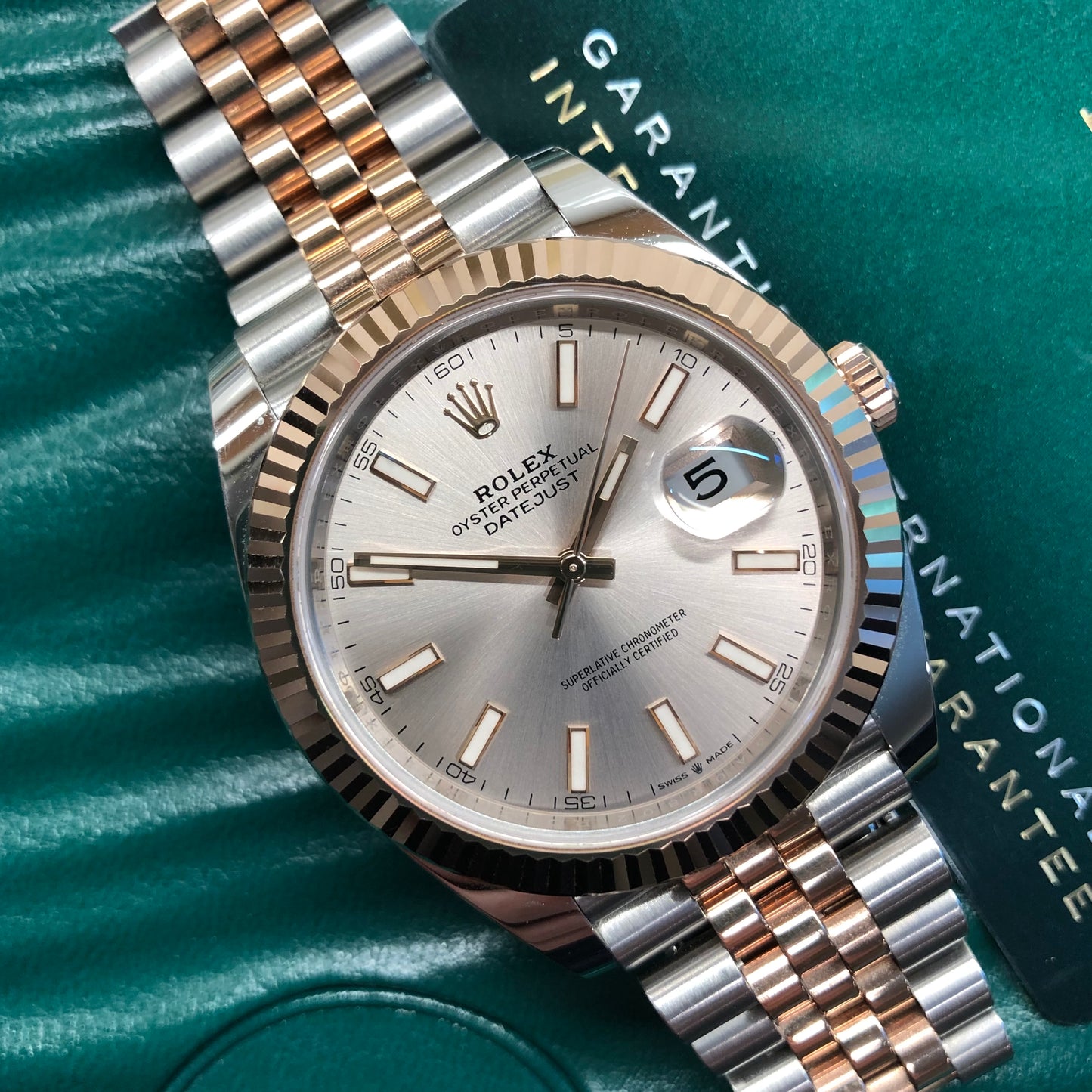 2021 Rolex Datejust 126331 Sundust Rose Gold Fluted 41mm Two Tone Jubilee Wristwatch with Box and Papers - HASHTAGWATCHCO