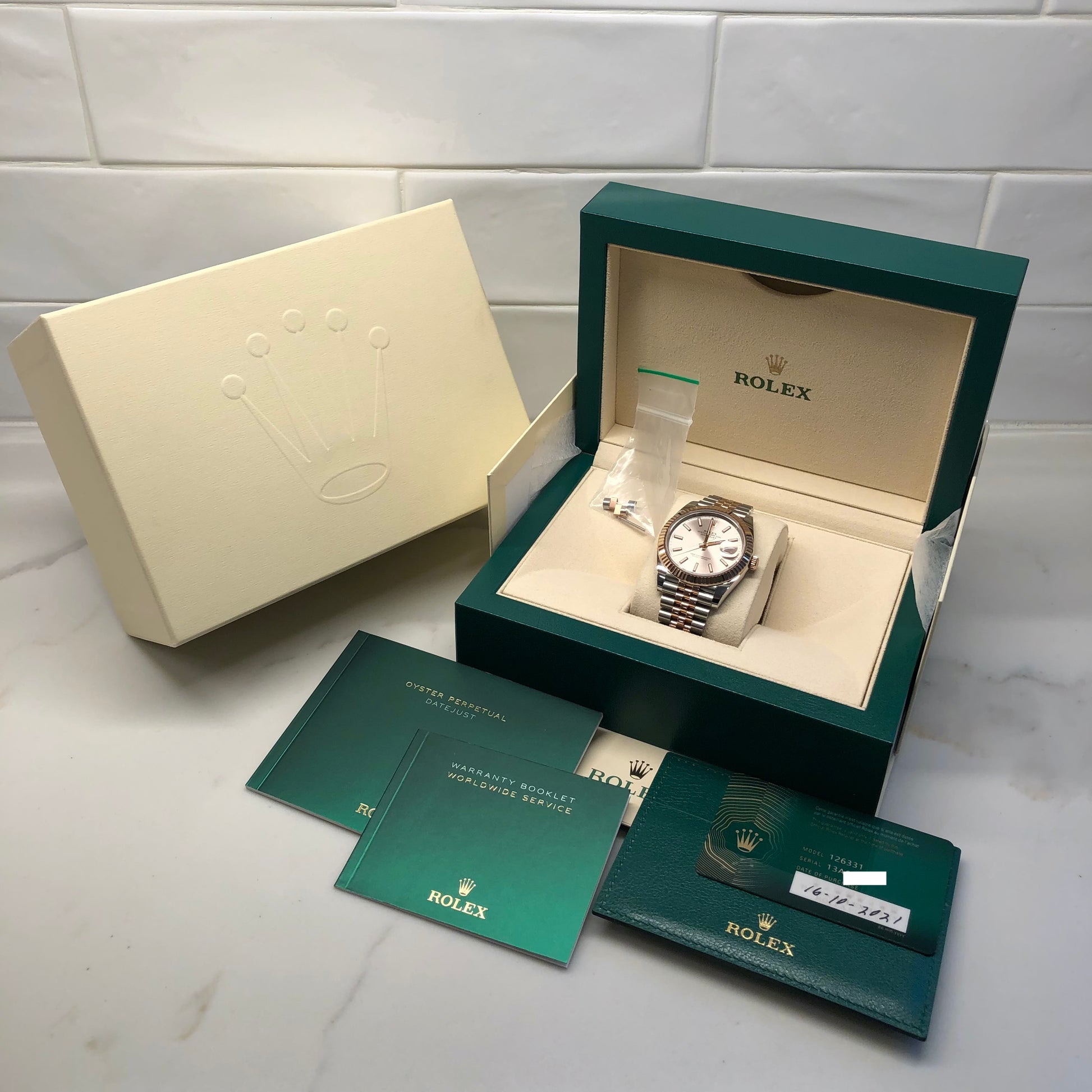 2021 Rolex Datejust 126331 Sundust Rose Gold Fluted 41mm Two Tone